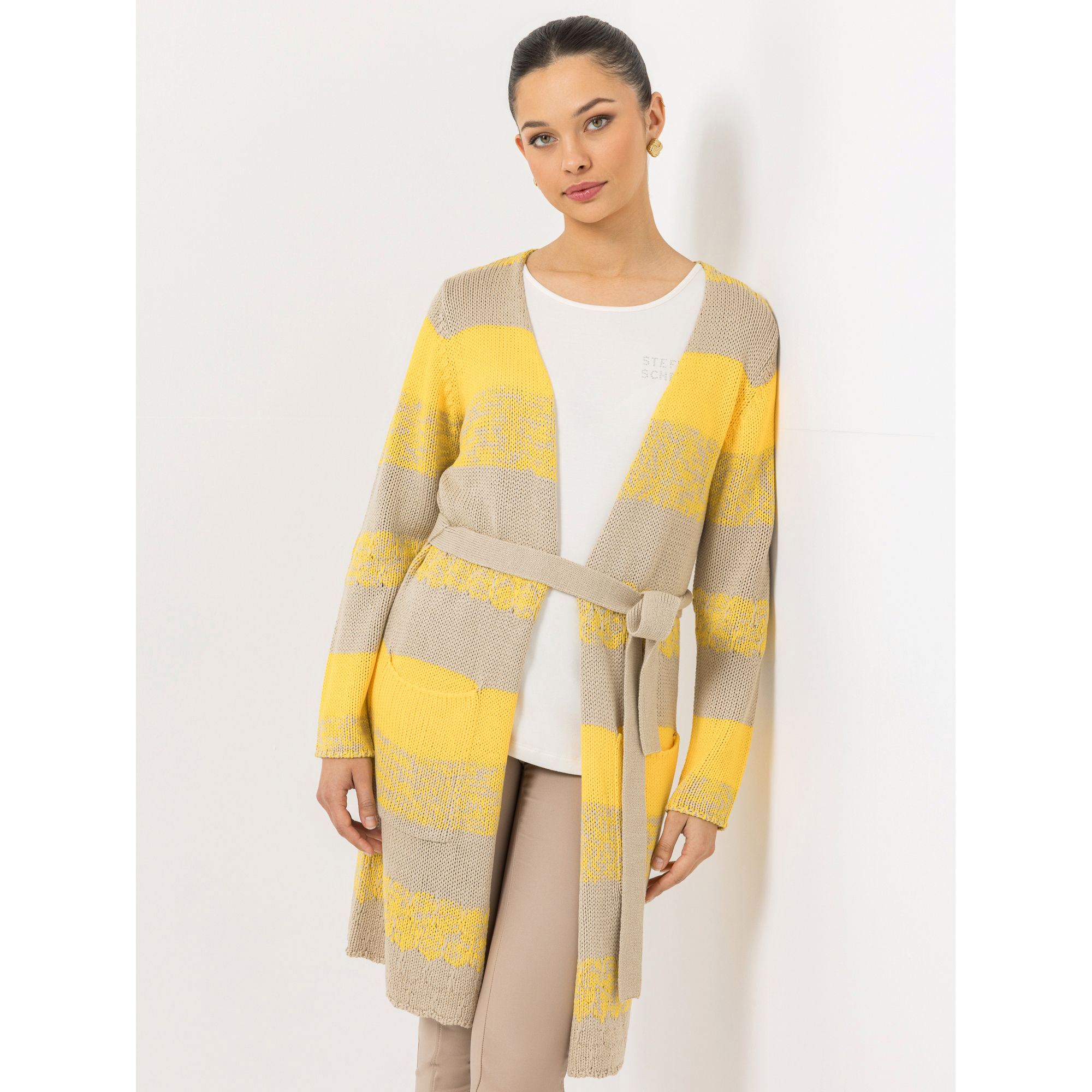 STEFFEN SCHRAUT Longcardigan aufgesetzte Taschen Struktur-Strick figurumspielend
