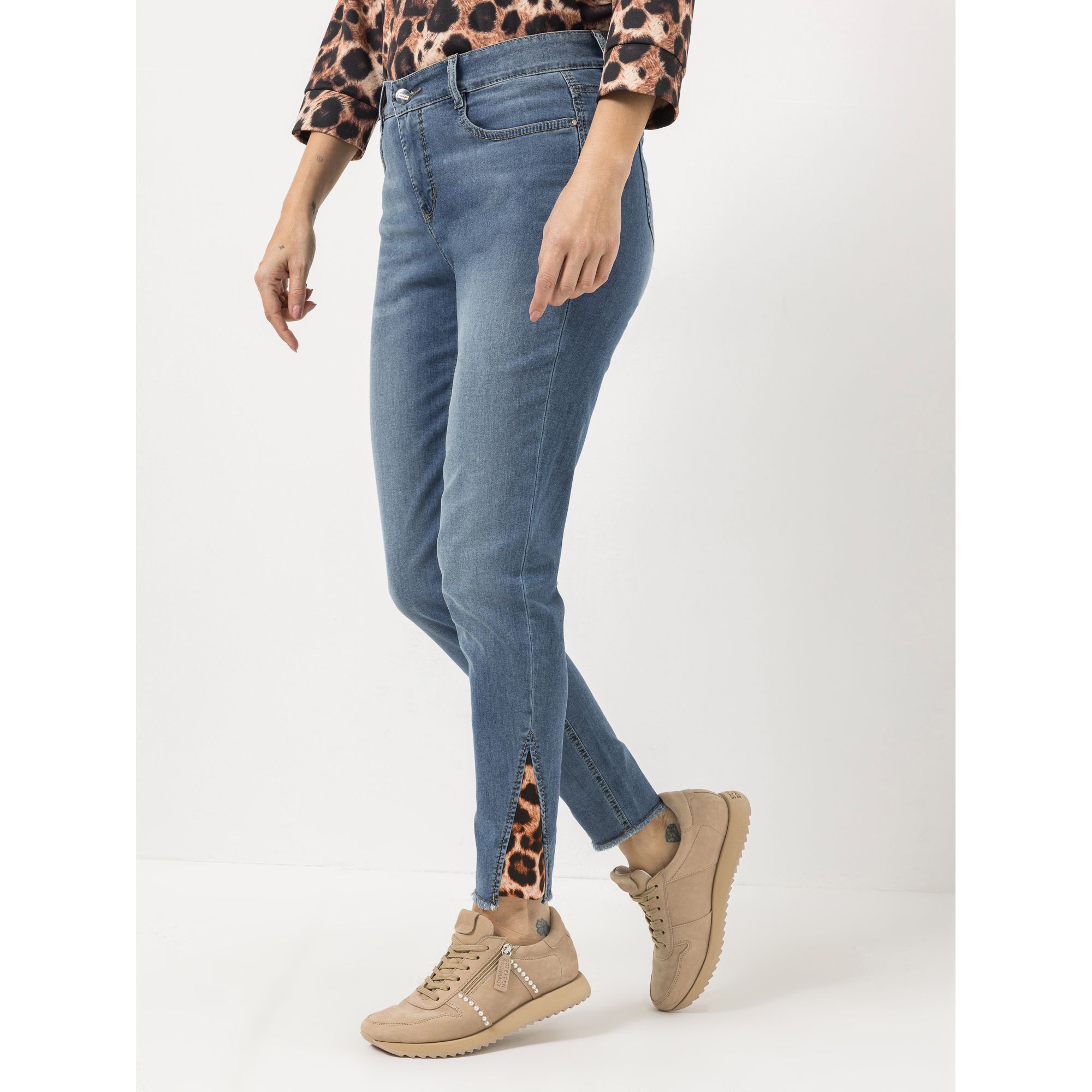 STEFFEN SCHRAUT Jeanshose Leo-Detail knöchellang sehr schmales Bein