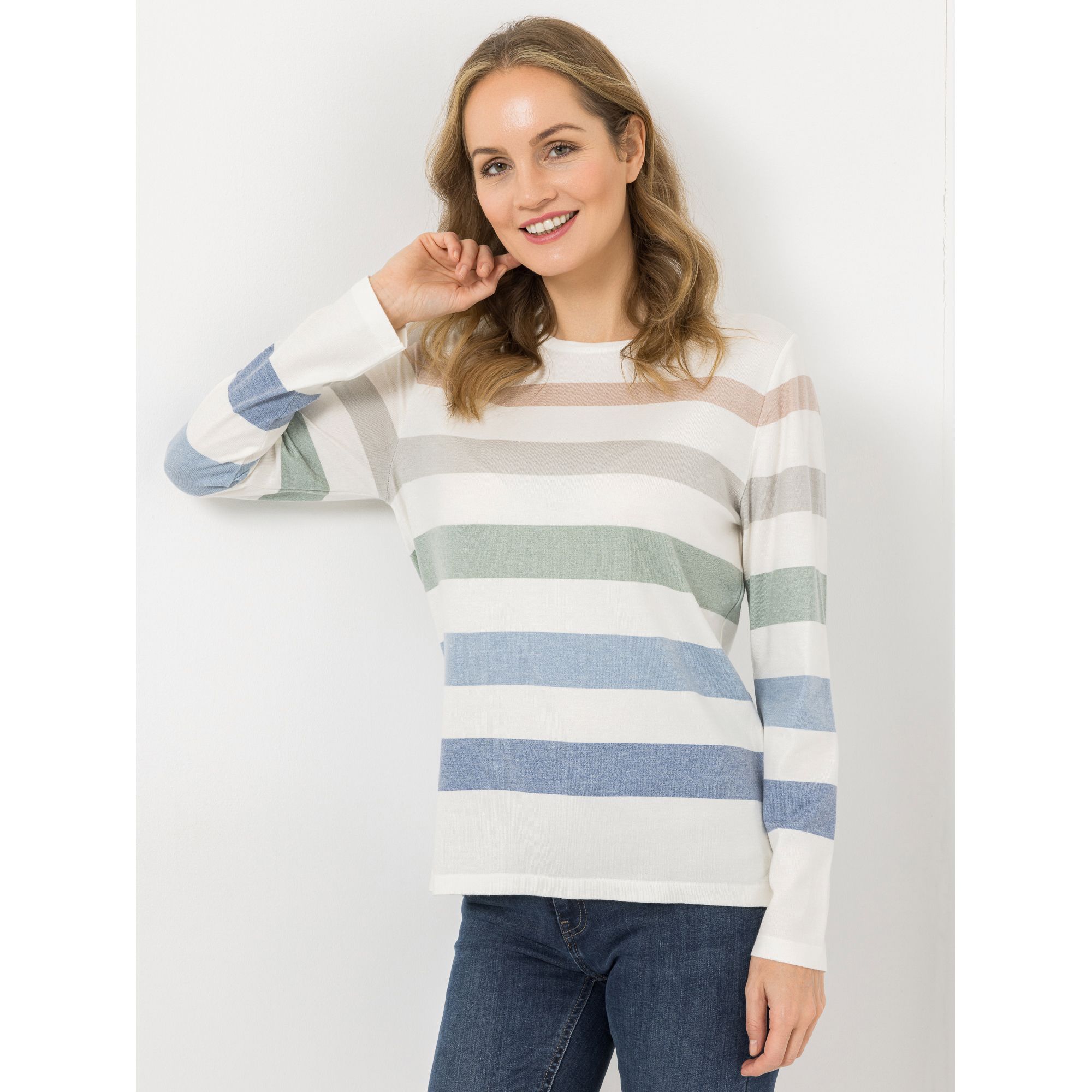 DINE 'N' DANCE Pullover, 1/1-Arm Rundhalsausschnitt Seitenschlitze figurumspielend