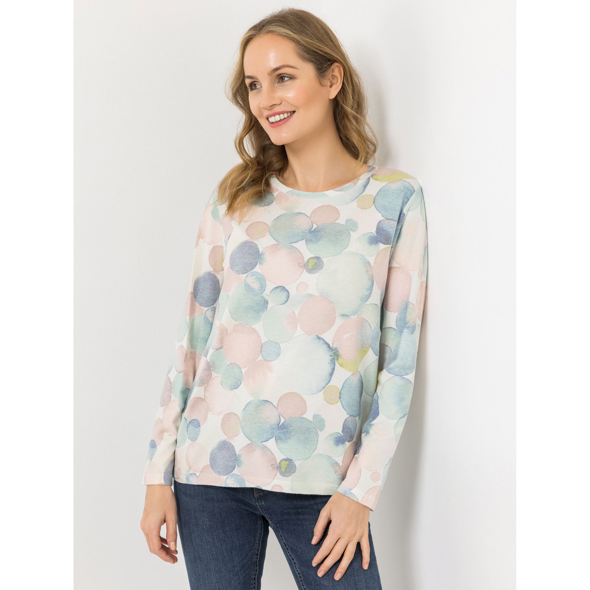 DINE 'N' DANCE Pullover, 1/1-Arm Rundhalsausschnitt Seitenschlitze figurumspielend