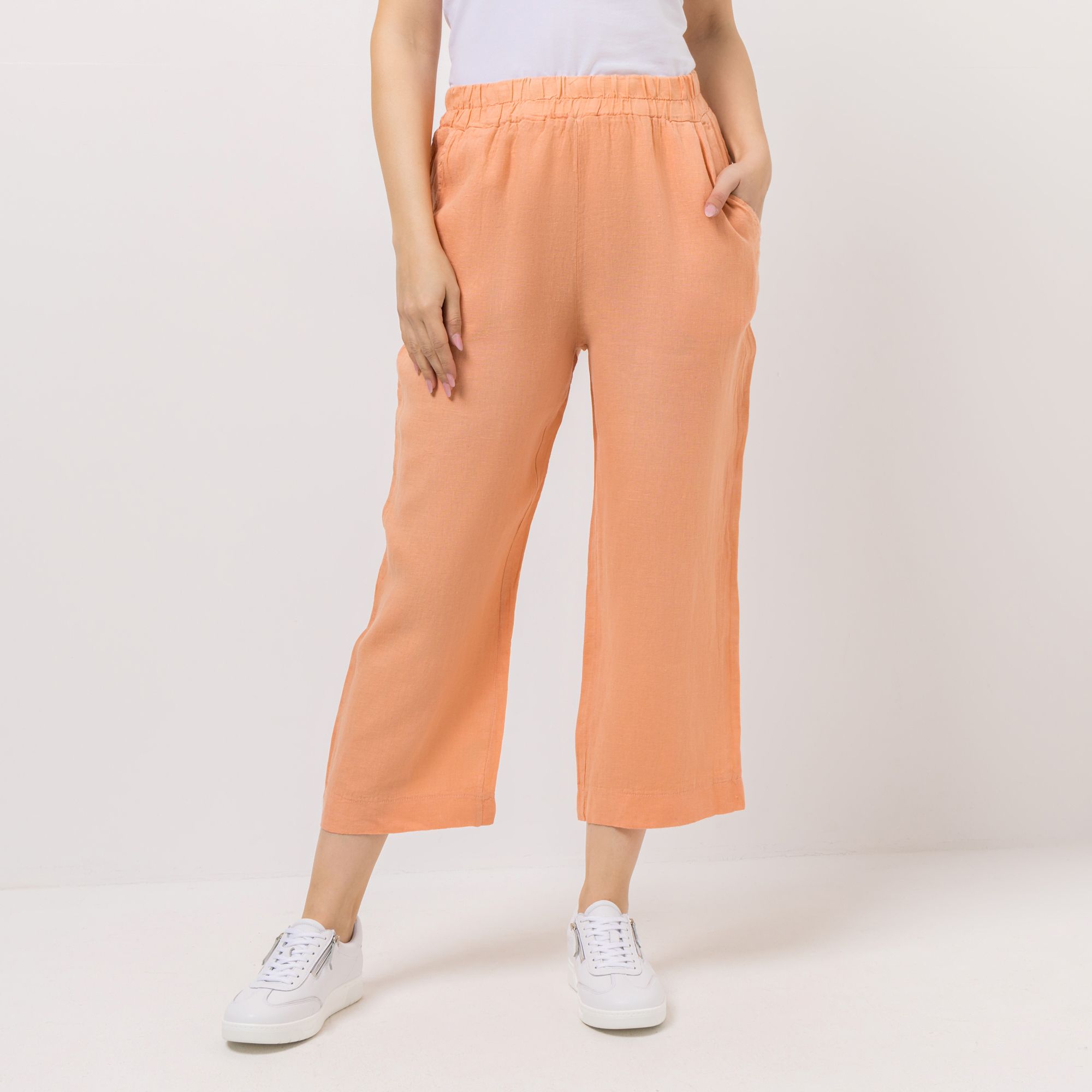 DINE 'N' DANCE Leinenhose Flamenco Rundumdehnbund 7/8-Länge weites Bein