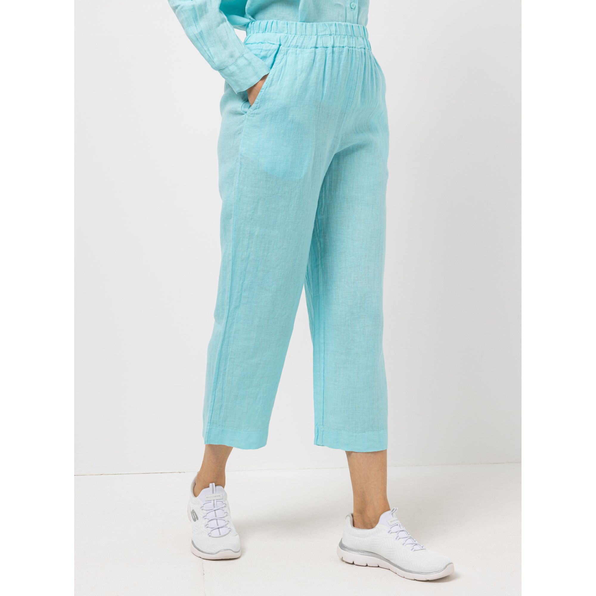 DINE 'N' DANCE Leinenhose Flamenco Rundumdehnbund 7/8-Länge weites Bein