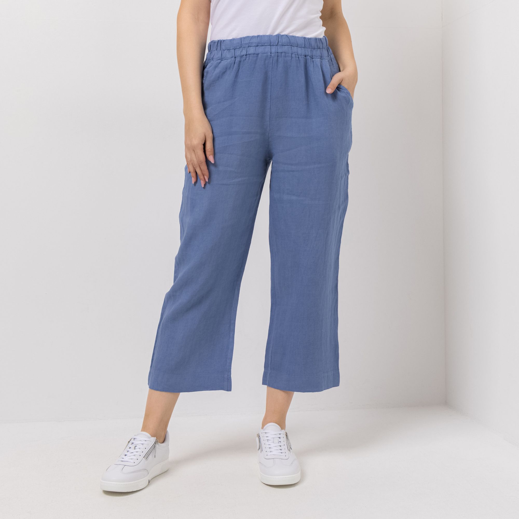 DINE 'N' DANCE Leinenhose Flamenco Rundumdehnbund 7/8-Länge weites Bein