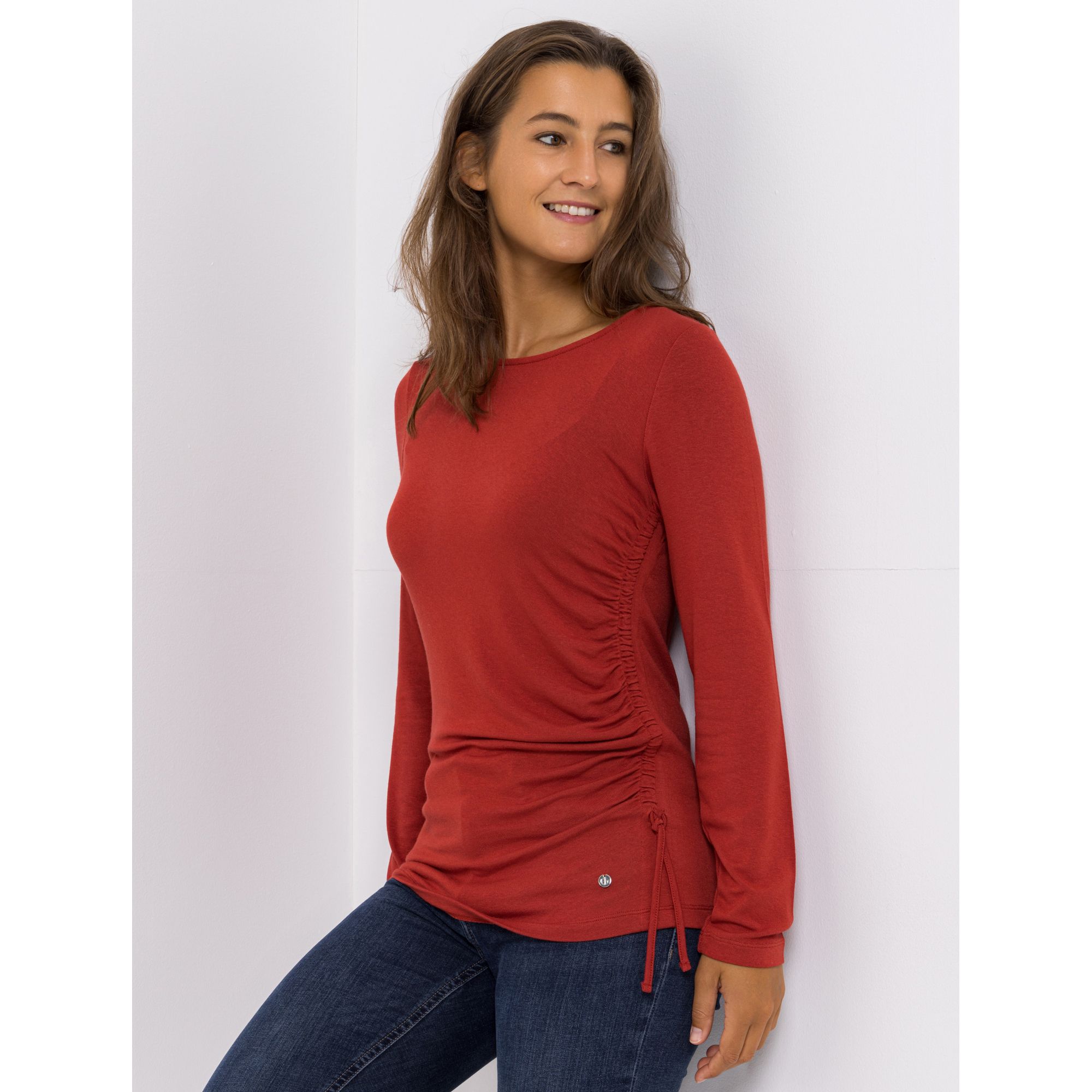 EVA LUTZ Shirt Rundhalsausschnitt mit ECOVERO figurbetont