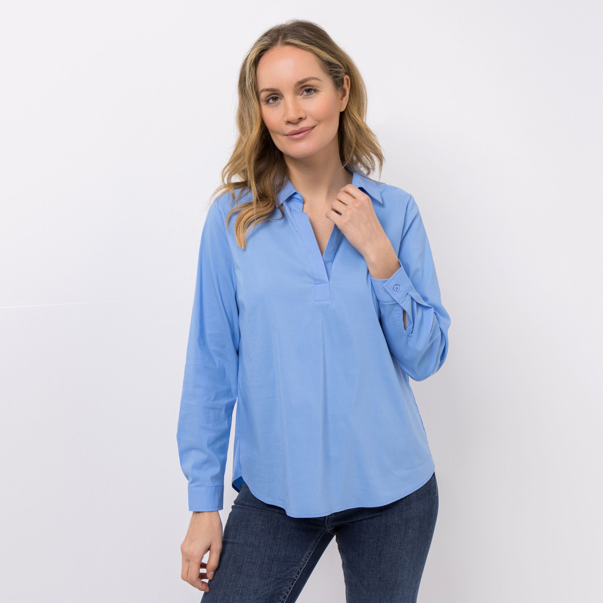 DINE 'N' DANCE Bluse, 1/1-Arm Blusenkragen Manschetten leger weit