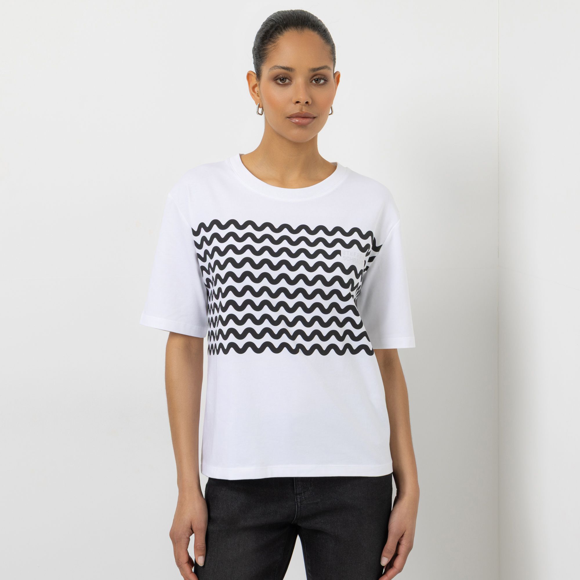 STEFFEN SCHRAUT Shirt, langer 1/2-Arm Rundhalsausschnitt Glitzerdetails leger weit