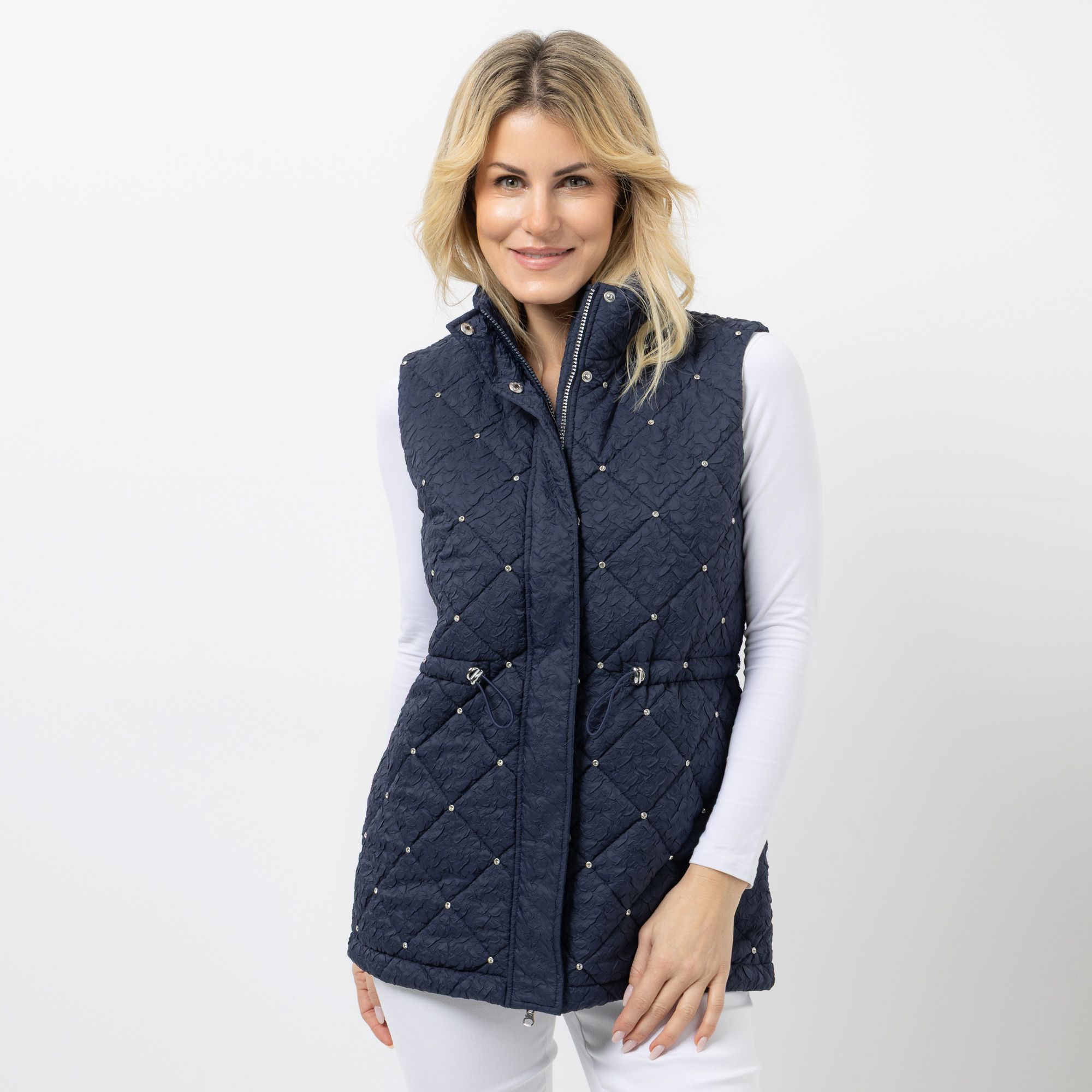 DINE 'N' DANCE Weste Strasssteine Stehkragen figurumspielend