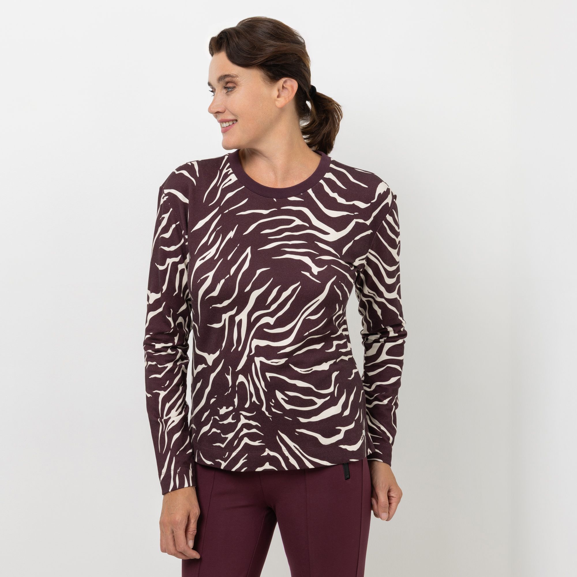 EVA LUTZ Sweatshirt, Langarm Rundhalsausschnitt Allover-Druck leger weit