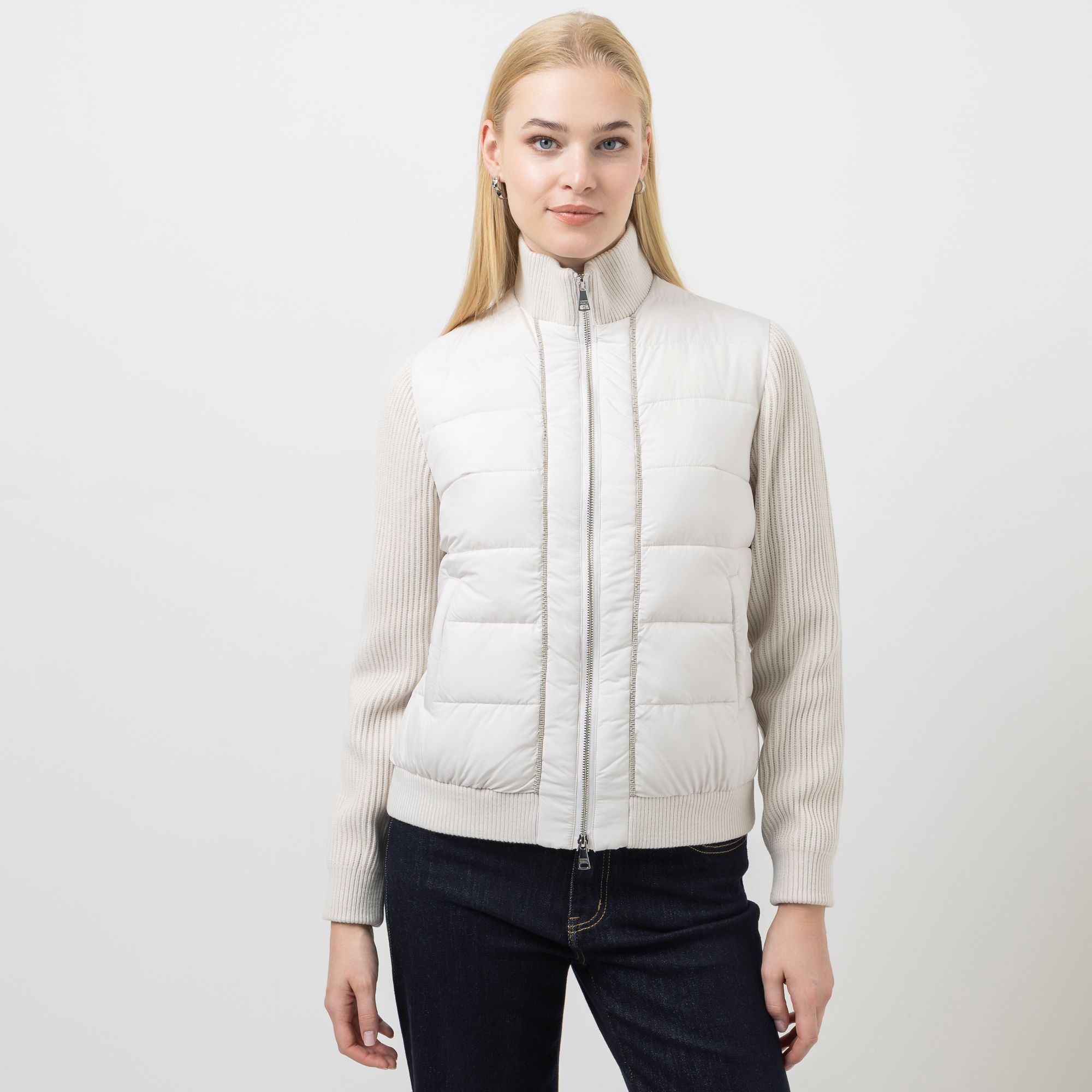 STEFFEN SCHRAUT Steppjacke, langarm Stehkragen Strickdetails figurumspielend
