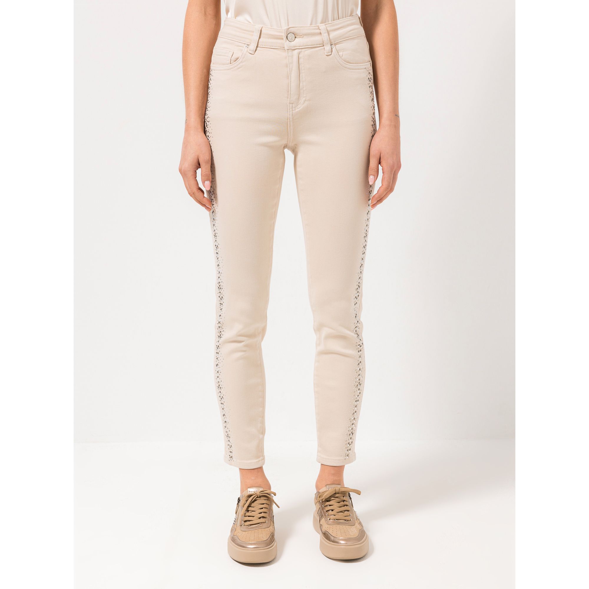 STEFFEN SCHRAUT Hose seitlicher Strass knöchellang sehr schmales Bein