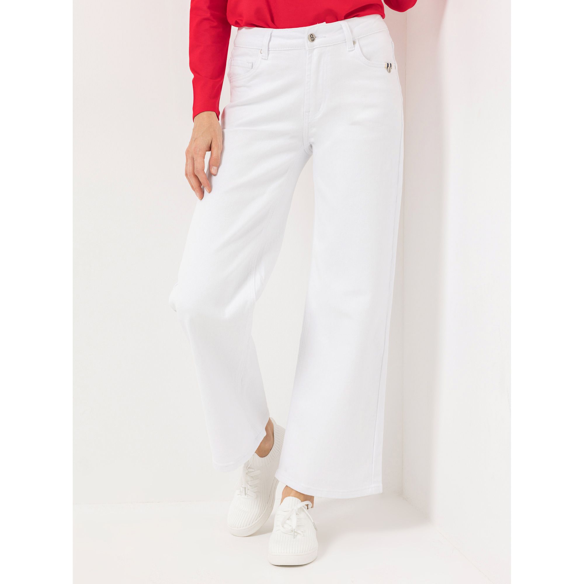 STRANDFEIN Jeanshose knöchellang Logo-Applikation Bootcut