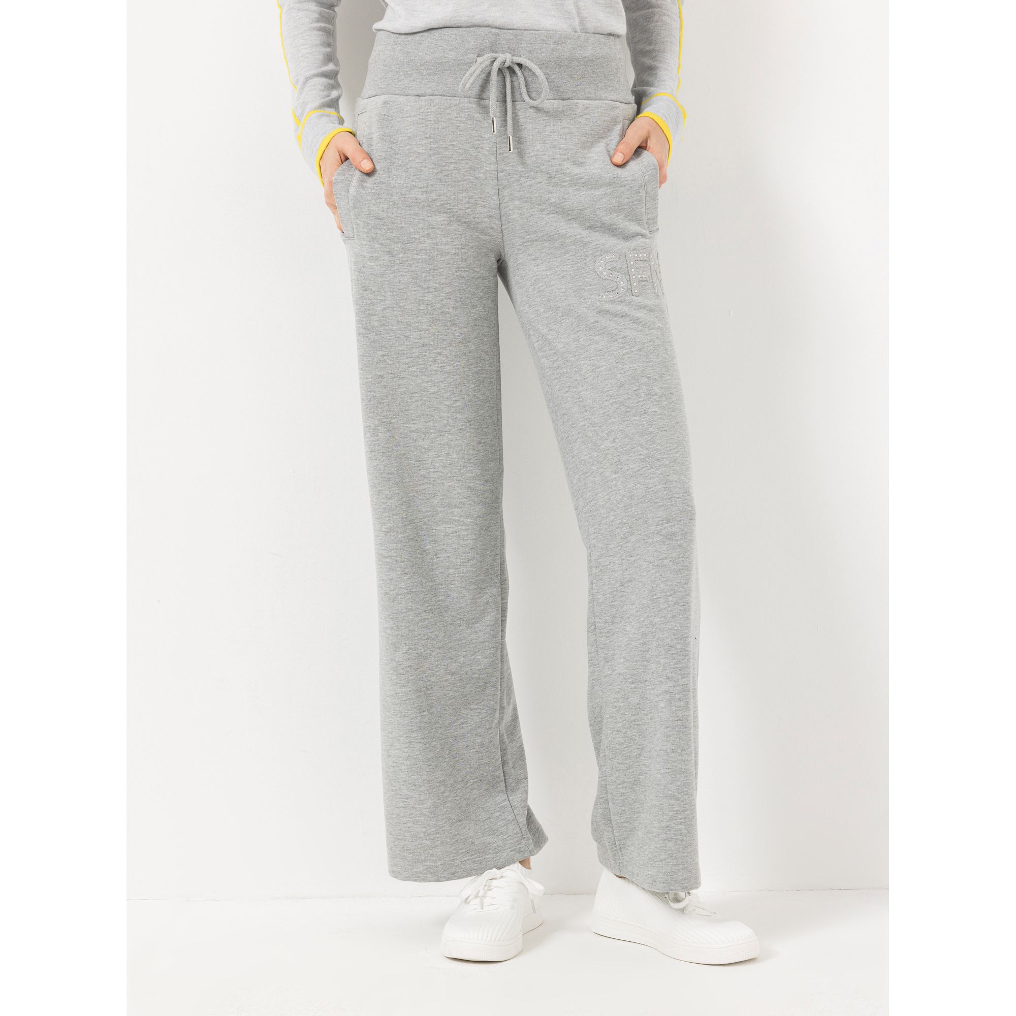 STRANDFEIN Sweathose lange Form Gummibund mit Kordel gerades Bein