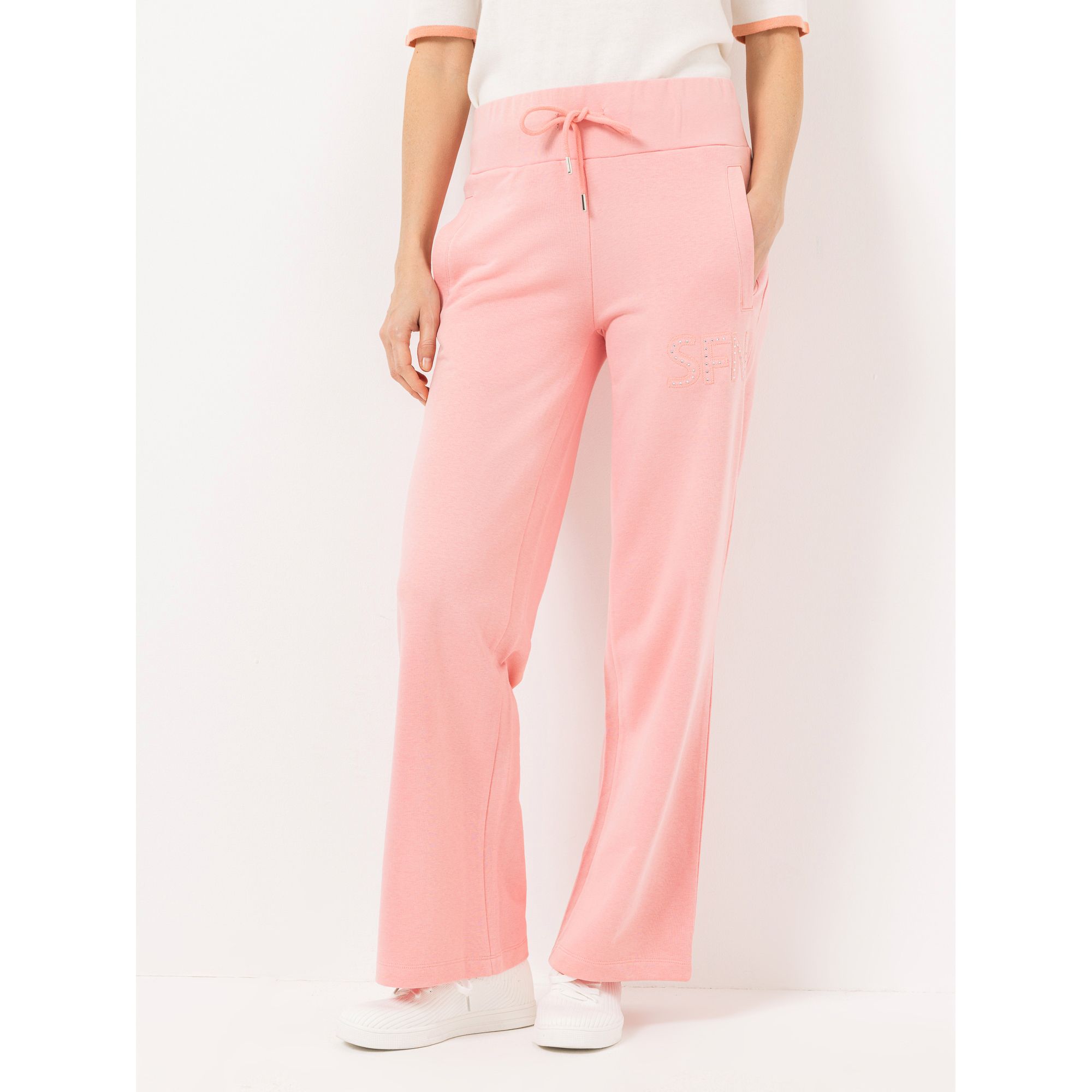 STRANDFEIN Sweathose lange Form Gummibund mit Kordel gerades Bein