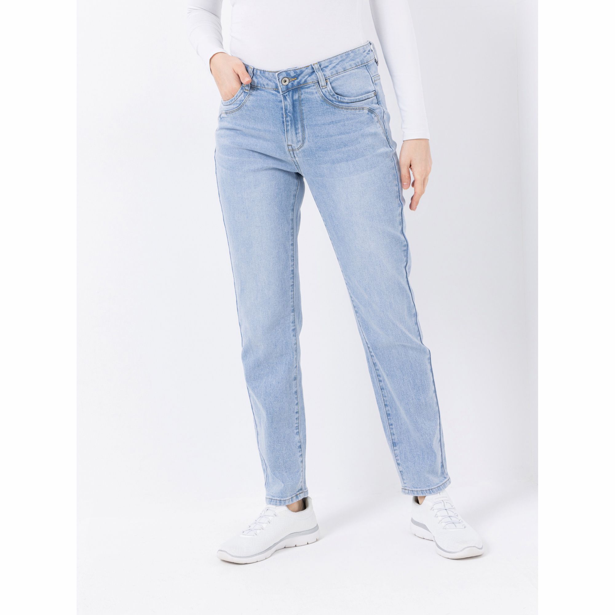 DINE 'N' DANCE Boyfriend Jeans 5-Pocket-Style knöchellang mit Umschlag