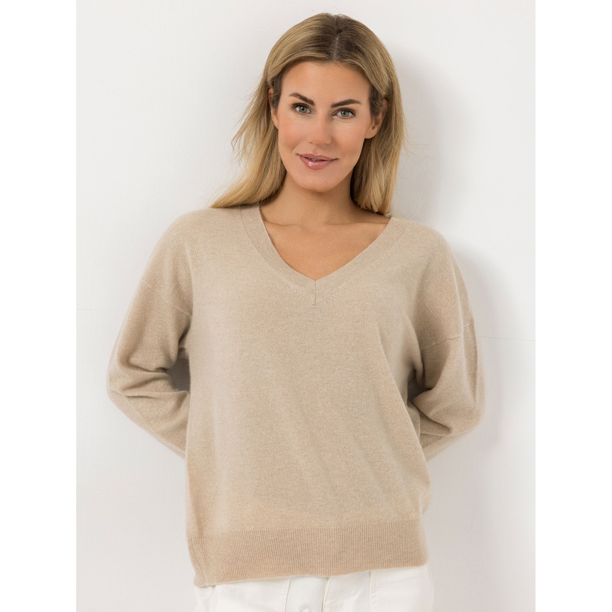 ANNI FOR FRIENDS Pullover, 1/1-Arm 100% Kaschmir V-Ausschnitt oversize