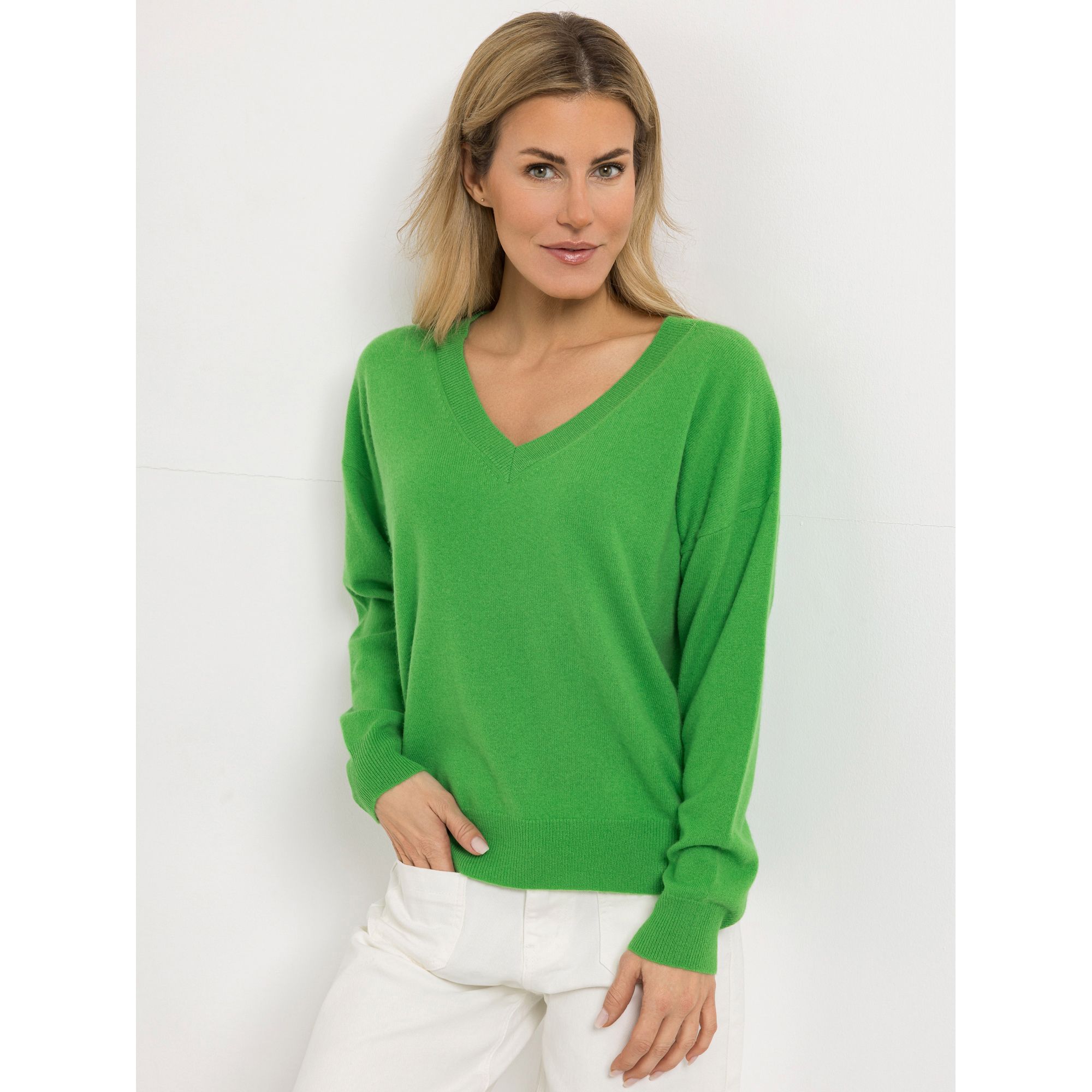 ANNI FOR FRIENDS Pullover, 1/1-Arm 100% Kaschmir V-Ausschnitt oversize