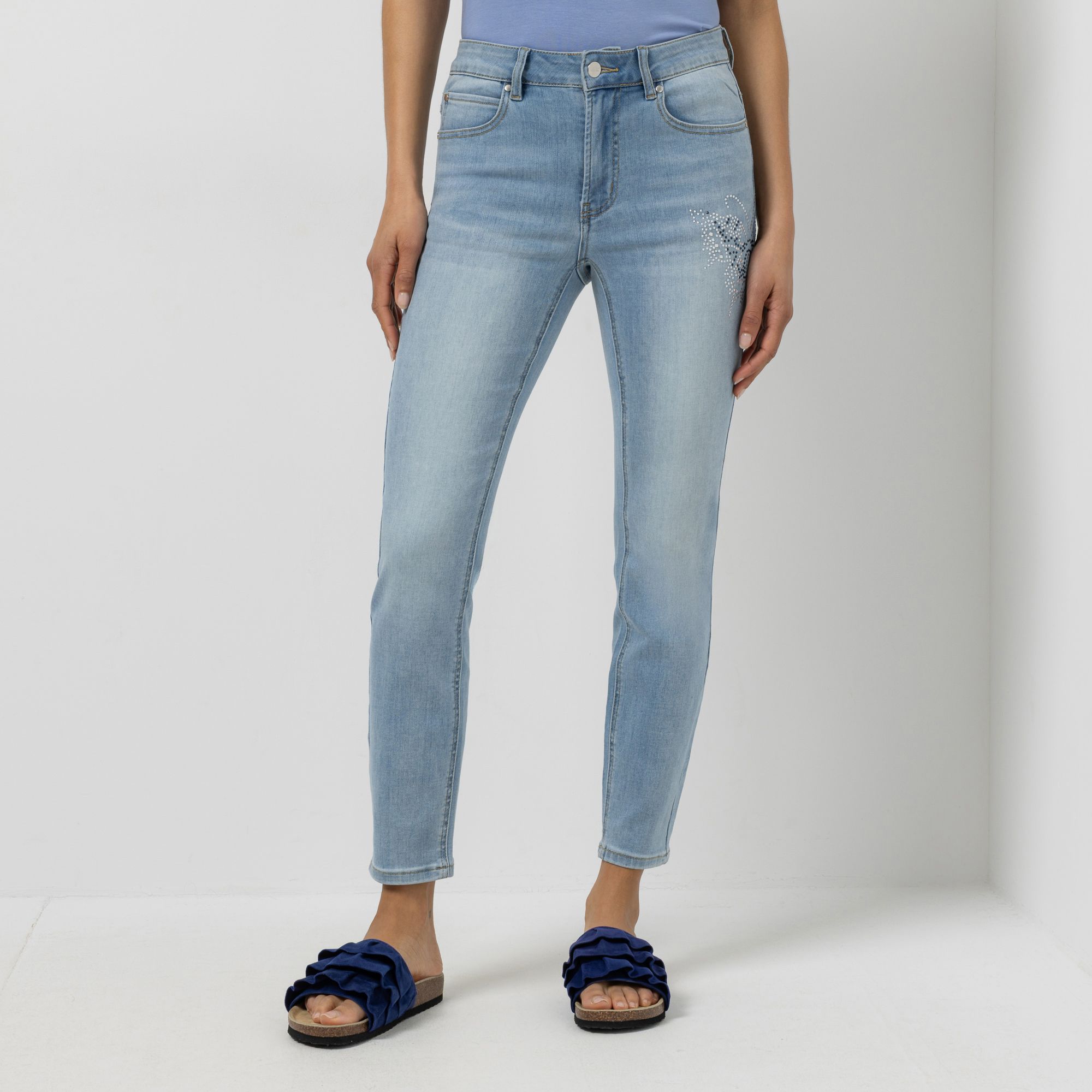 STEFFEN SCHRAUT Jeanshose, 5-Pocket knöchellang Strass-Schmetterling skinny fit