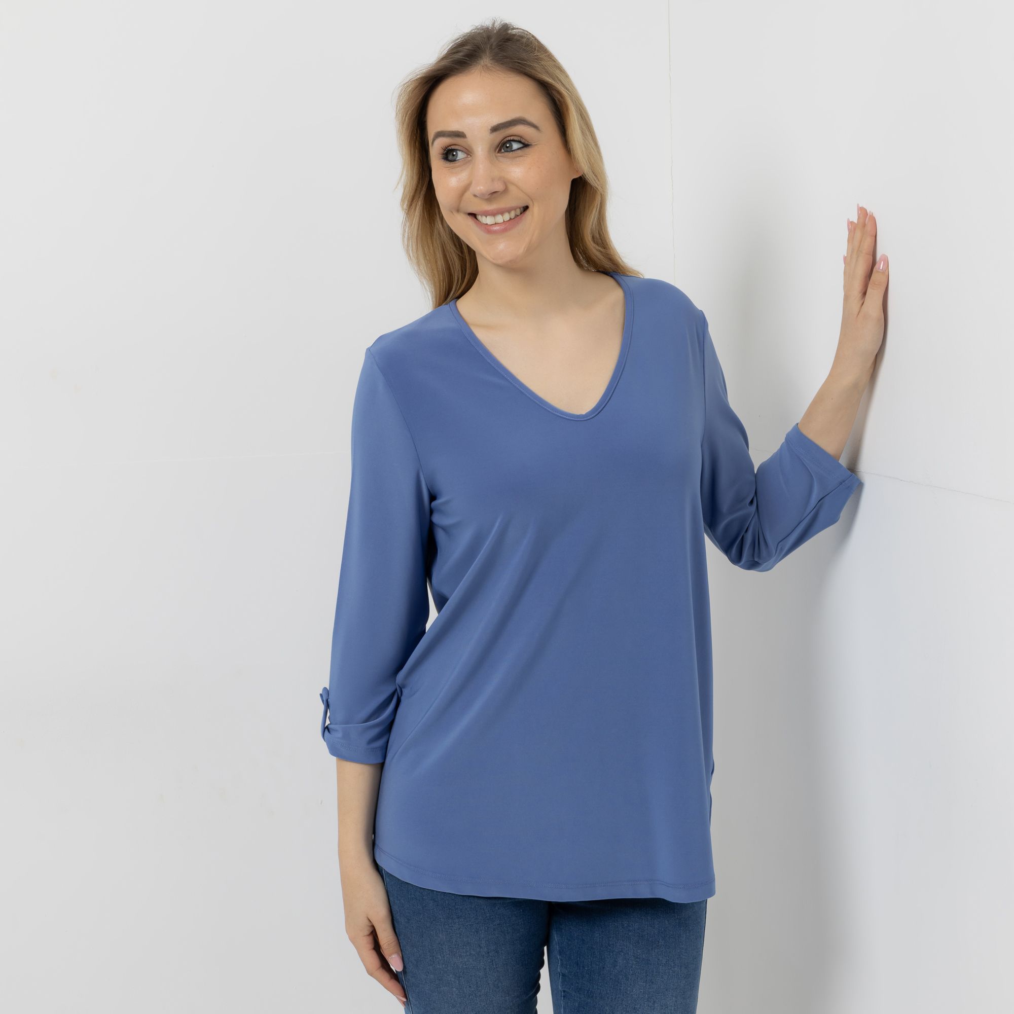KIM & CO. Shirt, 3/4-Arm Brazil Knit Jersey Ärmel-Riegel figurumspielend