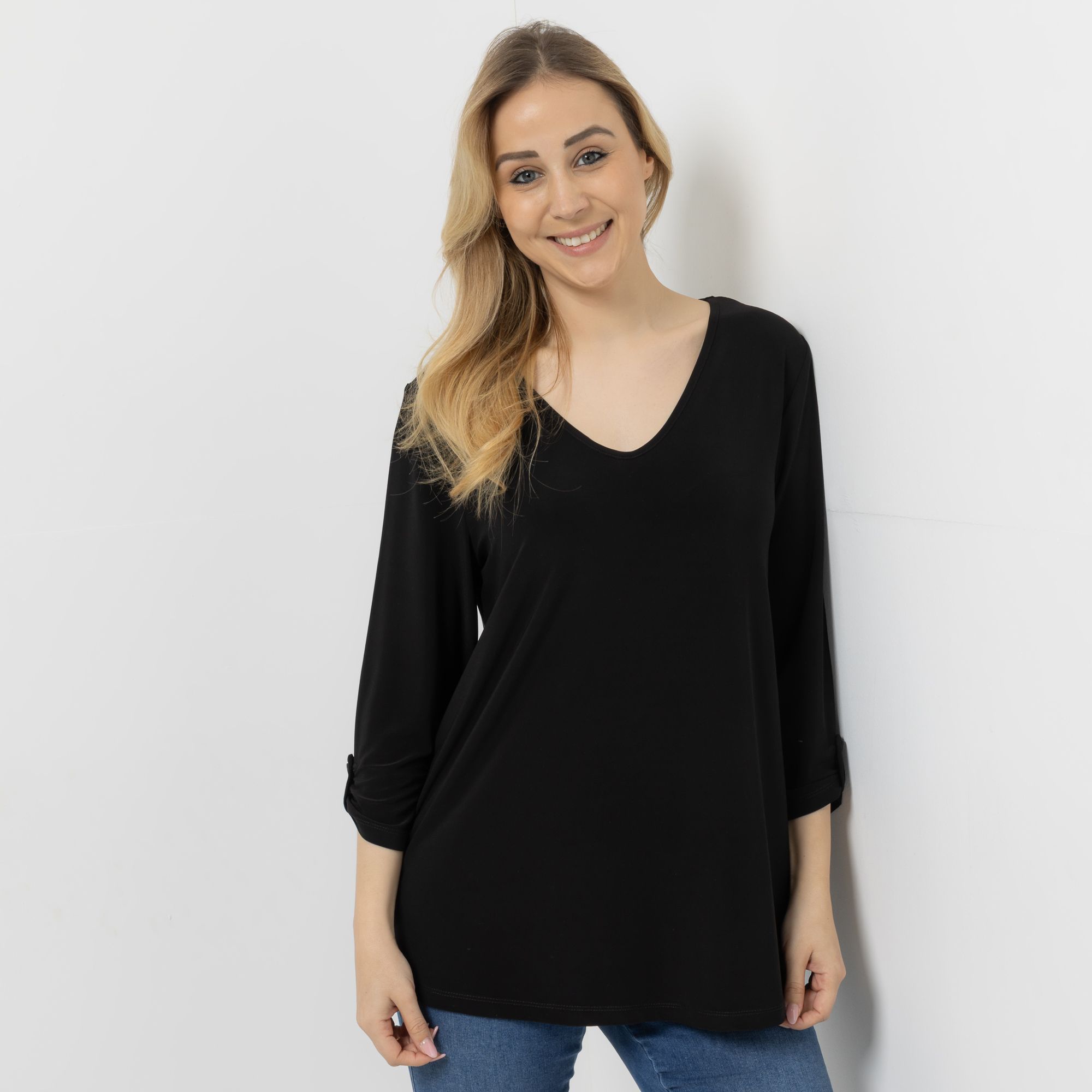 KIM & CO. Shirt, 3/4-Arm Brazil Knit Jersey Ärmel-Riegel figurumspielend