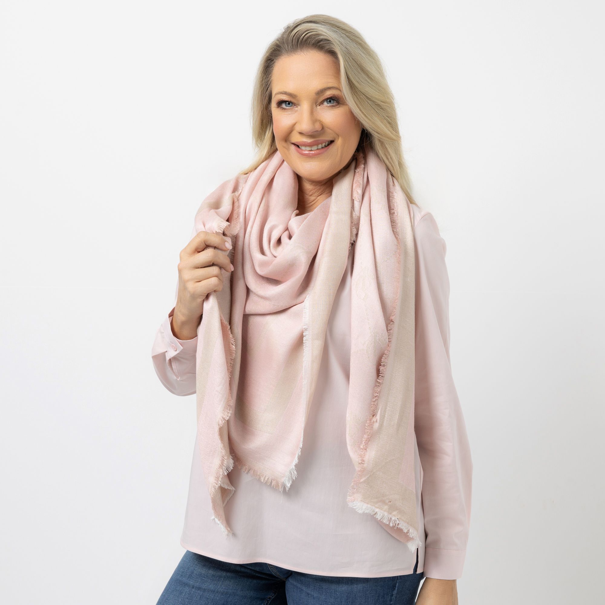 ANNA VON GRIESHEIM Tuch Viskose-Ware mit Fransen 150x150cm