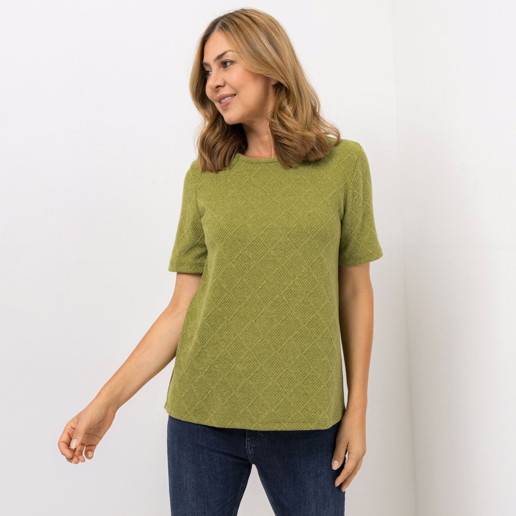 KIM & CO. Shirt, 1/2-Arm Jacquard-Jersey Rundhalsausschnitt figurumspielend
