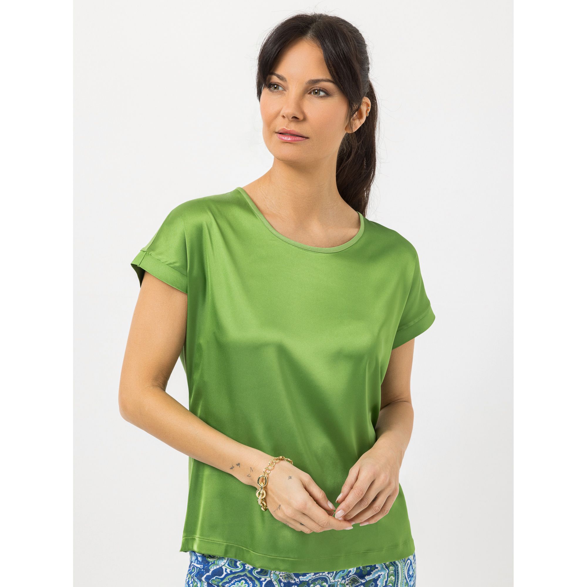 STEFFEN SCHRAUT Blusenshirt Havanna Rundhalsausschnitt Materialmix leger weit