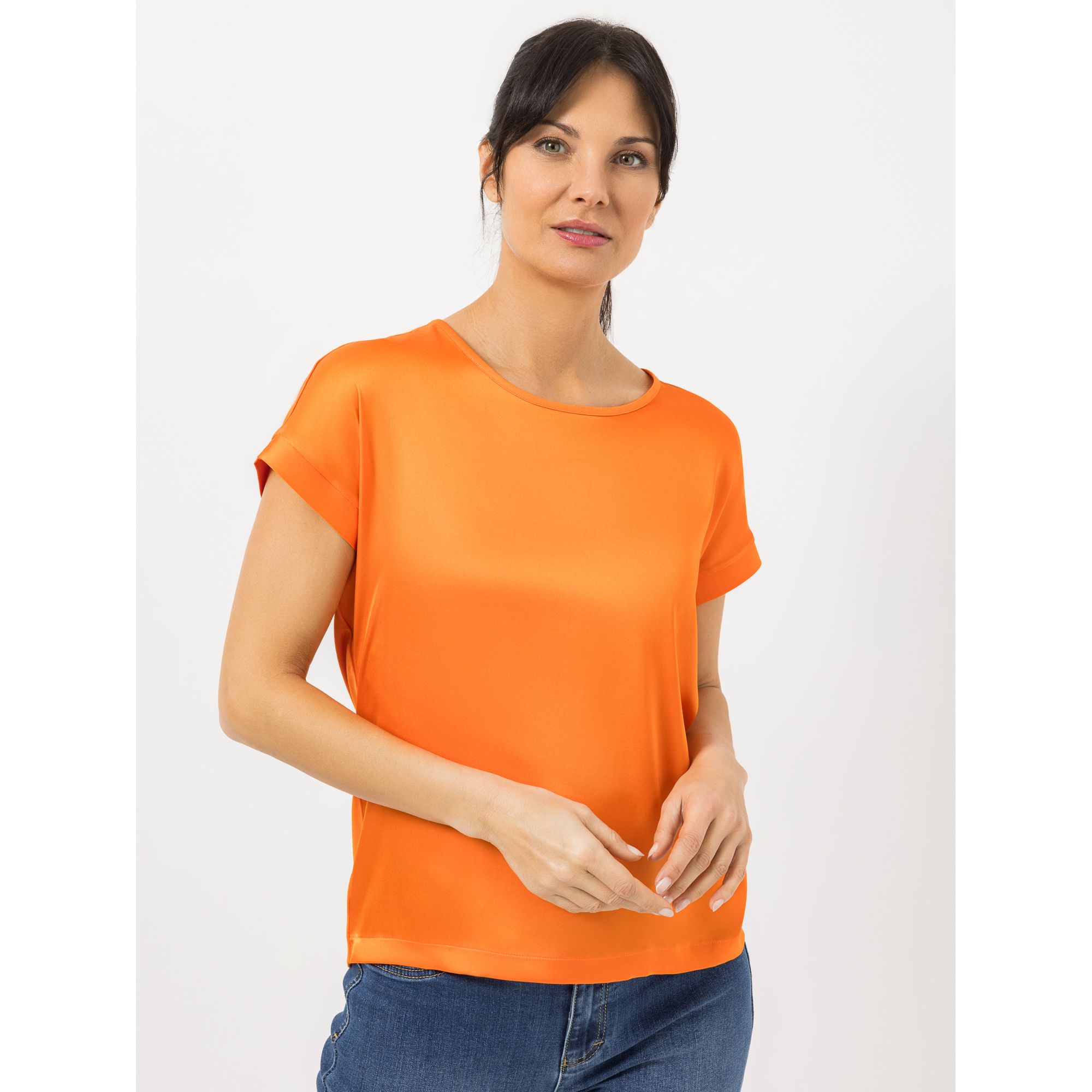 STEFFEN SCHRAUT Blusenshirt Havanna Rundhalsausschnitt Materialmix leger weit