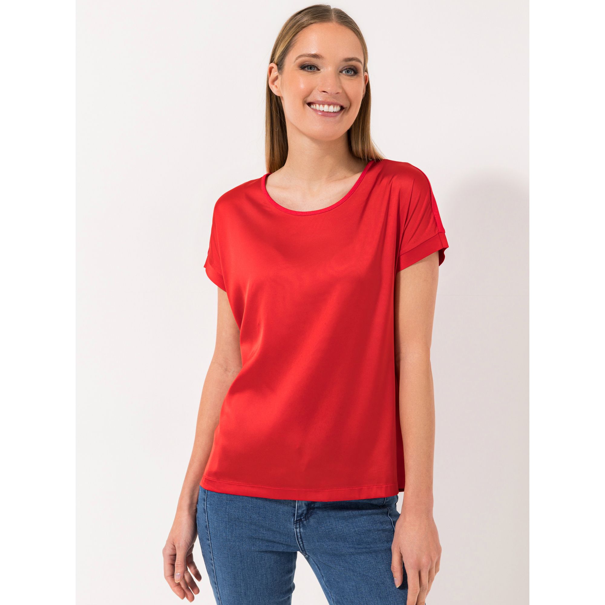 STEFFEN SCHRAUT Blusenshirt Havanna Rundhalsausschnitt Materialmix leger weit