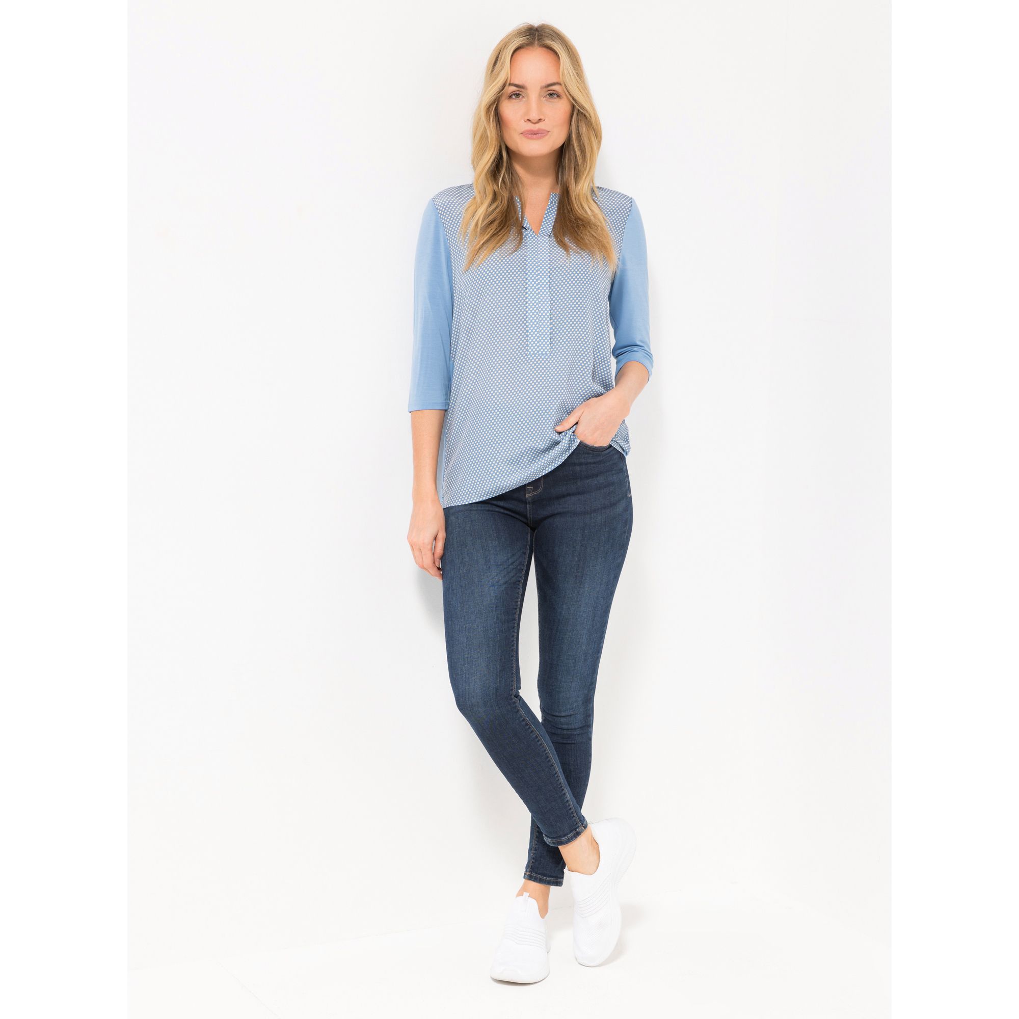 ANNI FOR FRIENDS Blusenshirt Abby 3/4-Arm Materialmix figurumspielend