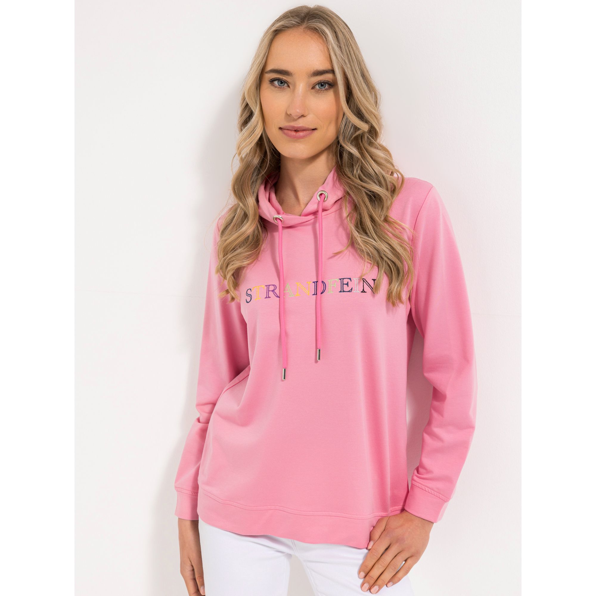 STRANDFEIN Sweatshirt mit Kapuze Logo-Stickerei figurumspielend