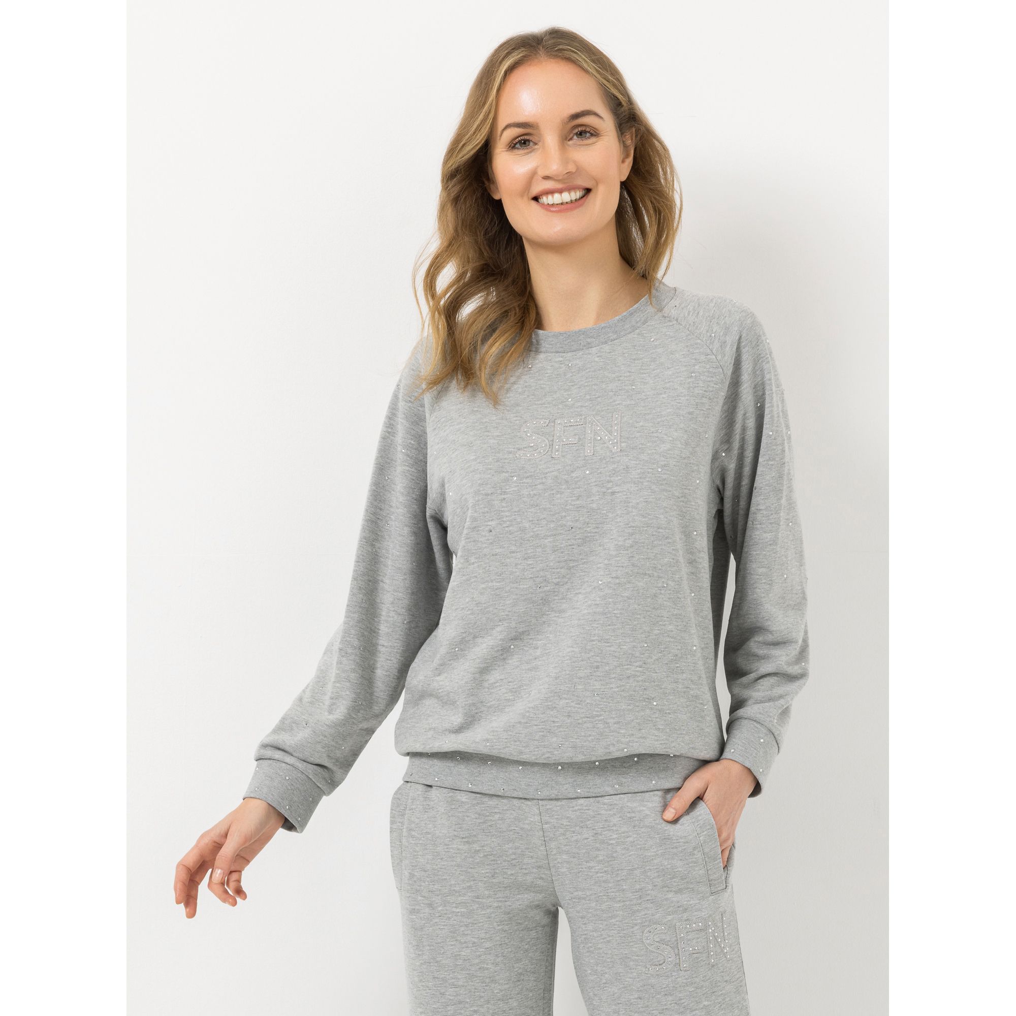 STRANDFEIN Sweatshirt Rundhalsausschnitt Logo-Applikation Raglan Ärmel