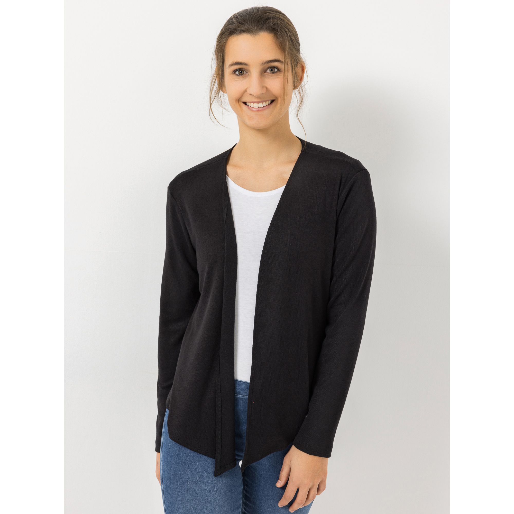 KIM & CO. Cardigan, Langarm Feinstrick-Optik kurze Form figurumspielend