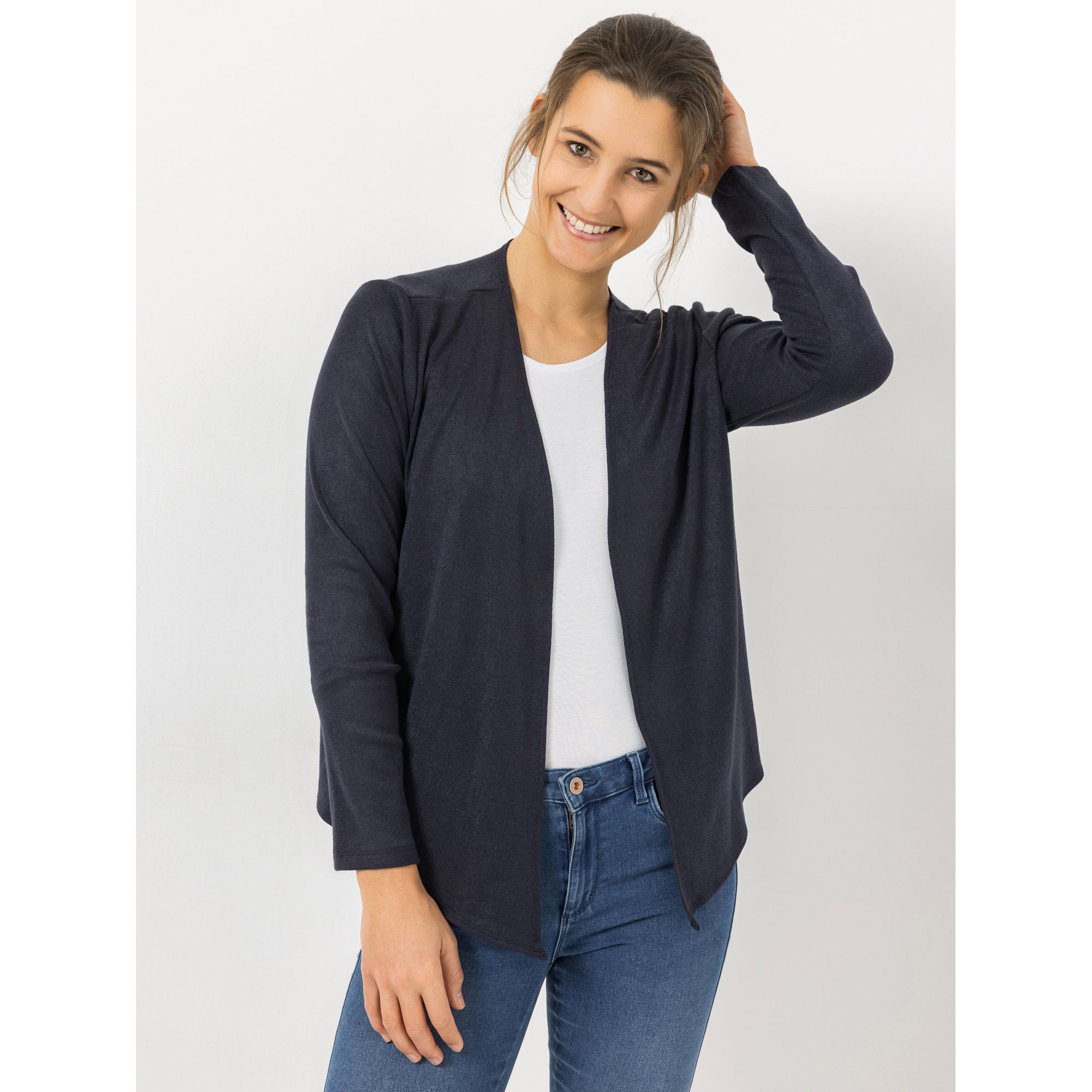 KIM & CO. Cardigan, Langarm Feinstrick-Optik kurze Form figurumspielend
