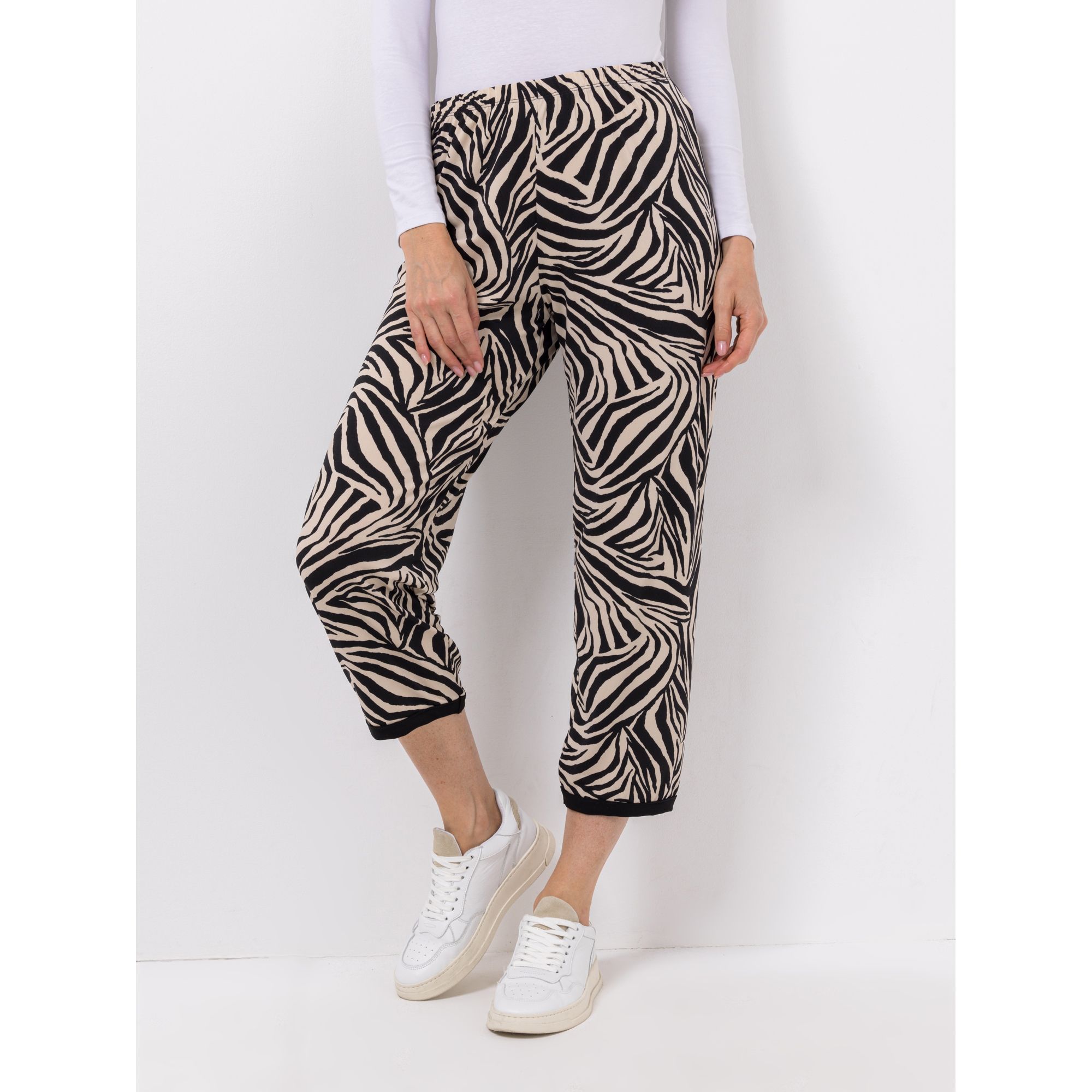 KIM & CO. Hose, 7/8-Länge Brazil Knit Jersey Kontrast-Saum schmales Bein