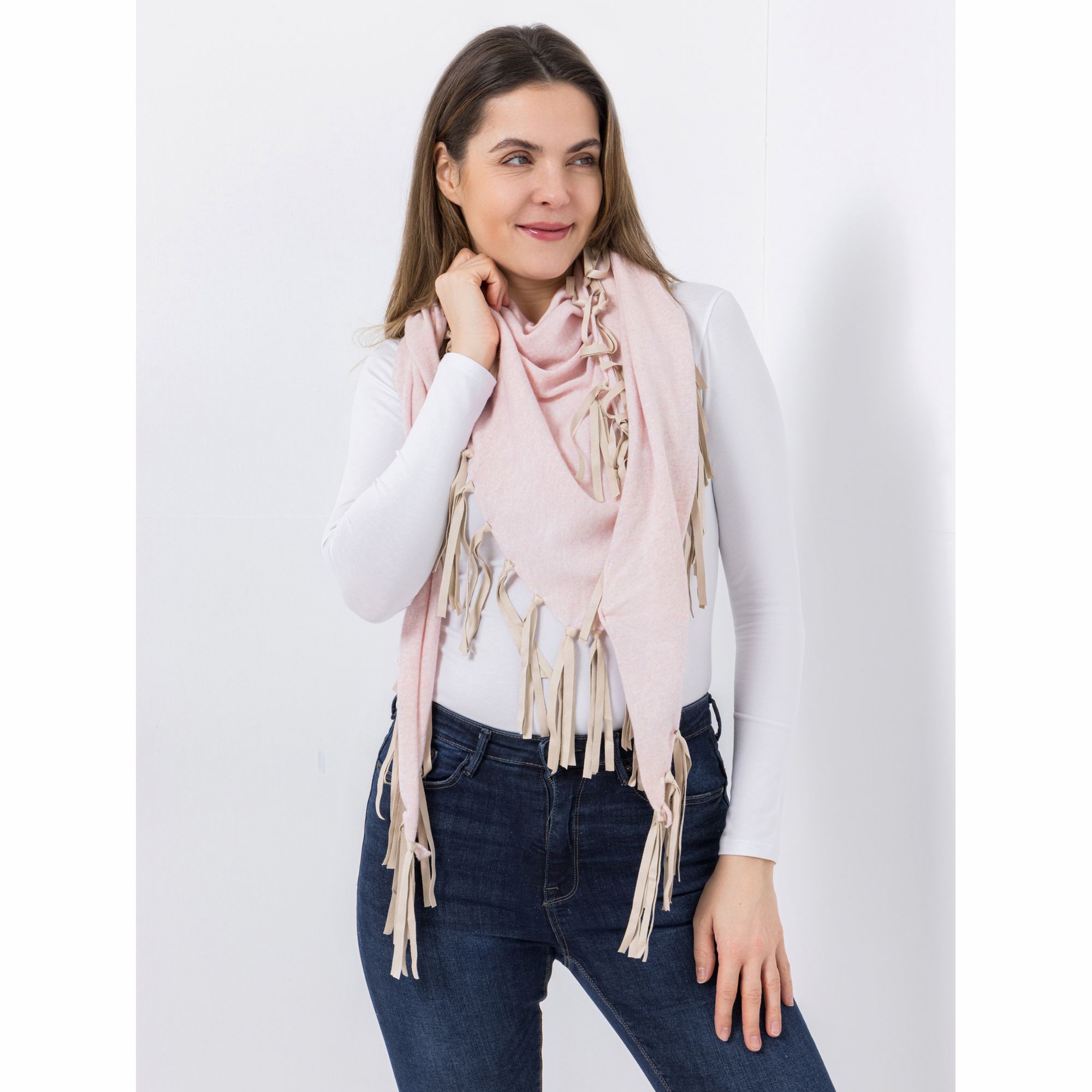 DINE 'N' DANCE Dreieckstuch Kaschmiranteil Fransendetail ca. 200x78cm