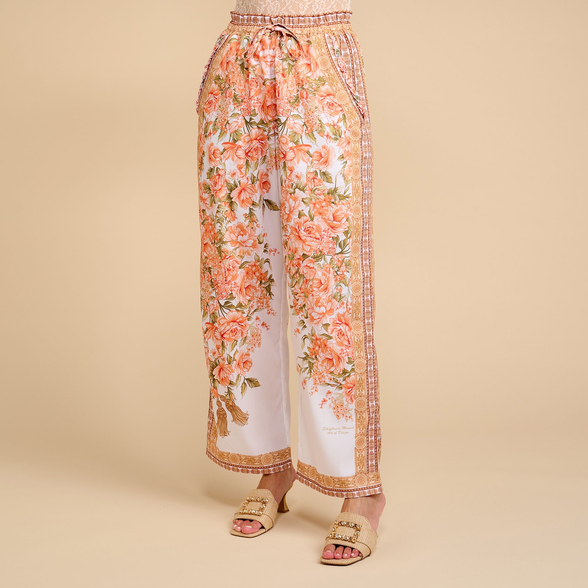 SCHIFFHAUER MUNICH® Hose, lang Rundumdehnbund Rüschendetails weite Form