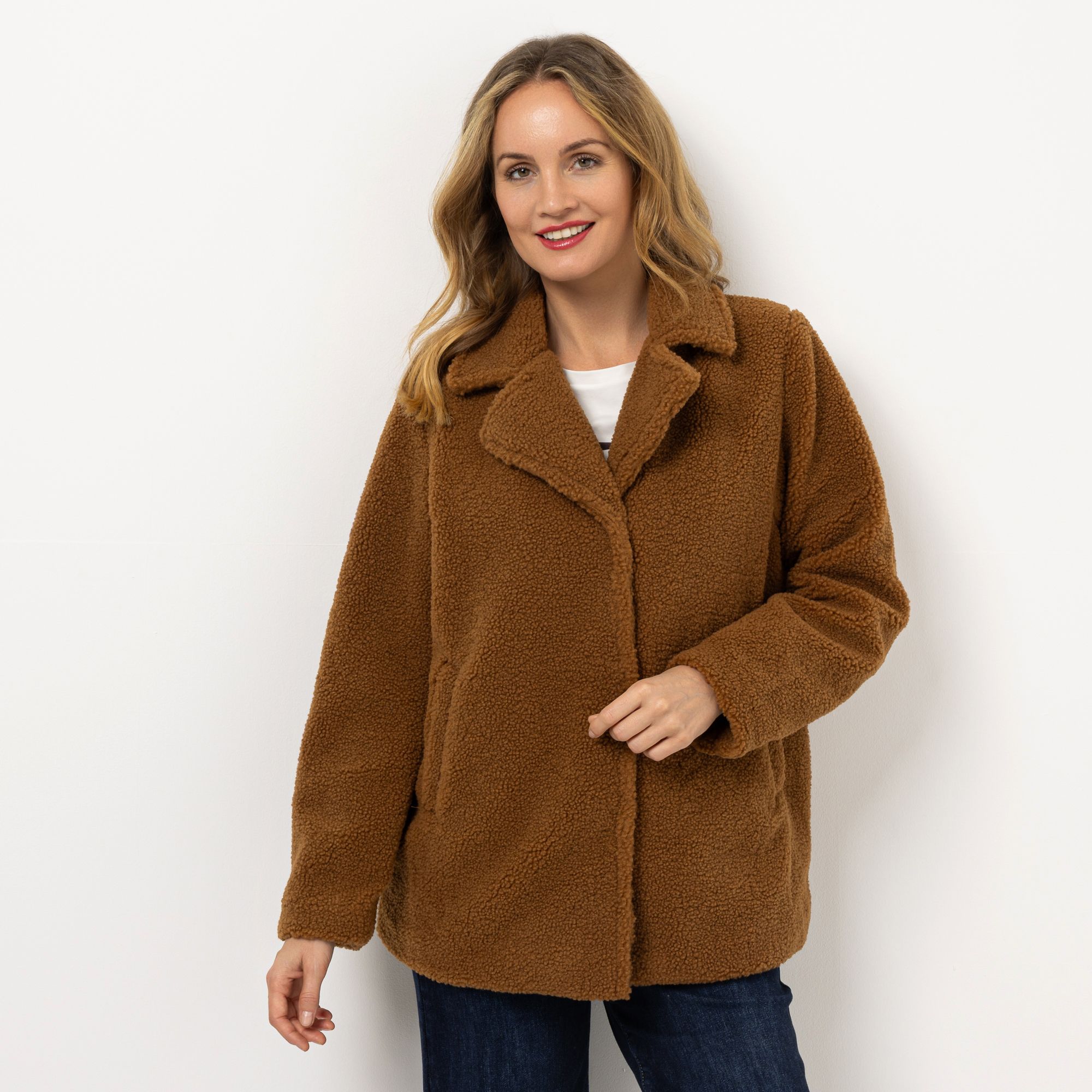 STRANDFEIN Outdoorjacke Materialmix Teddy & Stepp figurumspielend