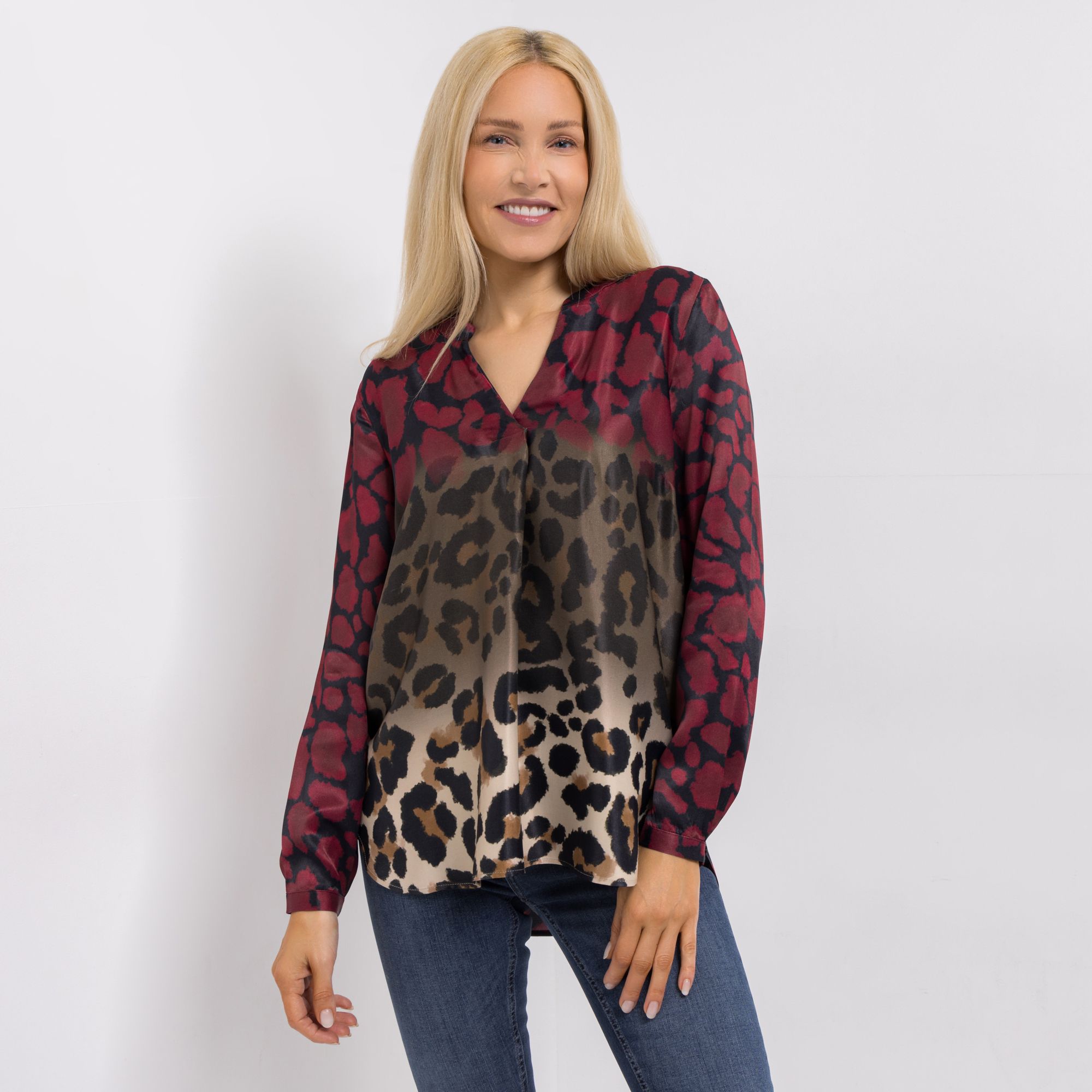 DINE 'N' DANCE Bluse, 1/1-Arm 100% Viskose Allover-Druck leger weit