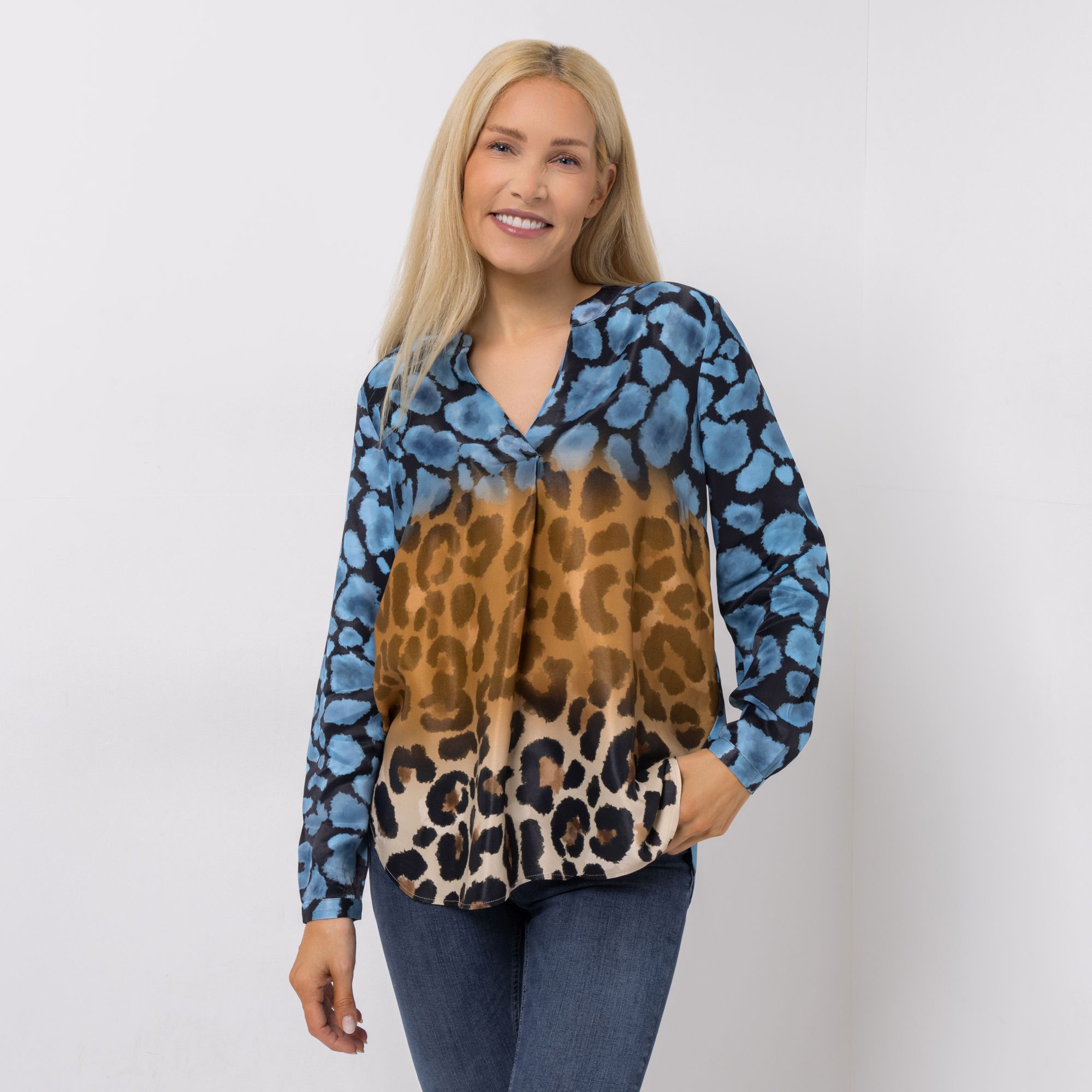 DINE 'N' DANCE Bluse, 1/1-Arm 100% Viskose Allover-Druck leger weit