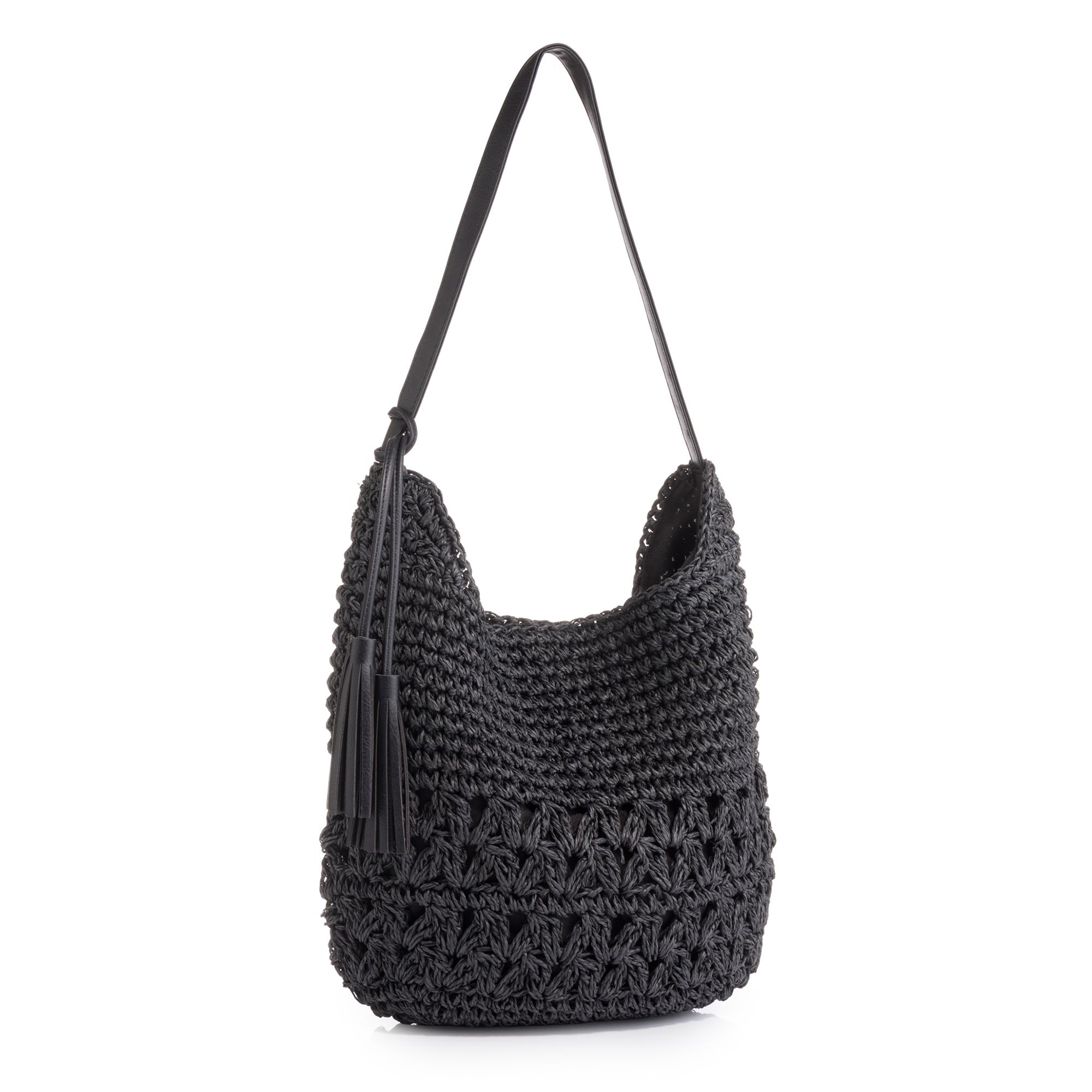 KIM & CO. Tasche Papierstroh-Geflecht abnehmbare Quasten Riemen: 59cm