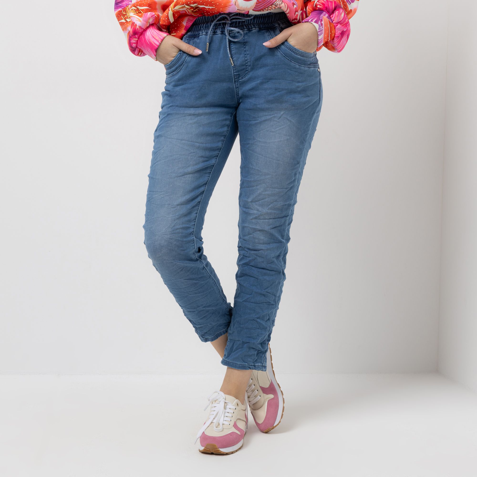 DINE 'N' DANCE Jeanshose Boogie-Woogie Rundumdehnbund konisches Bein