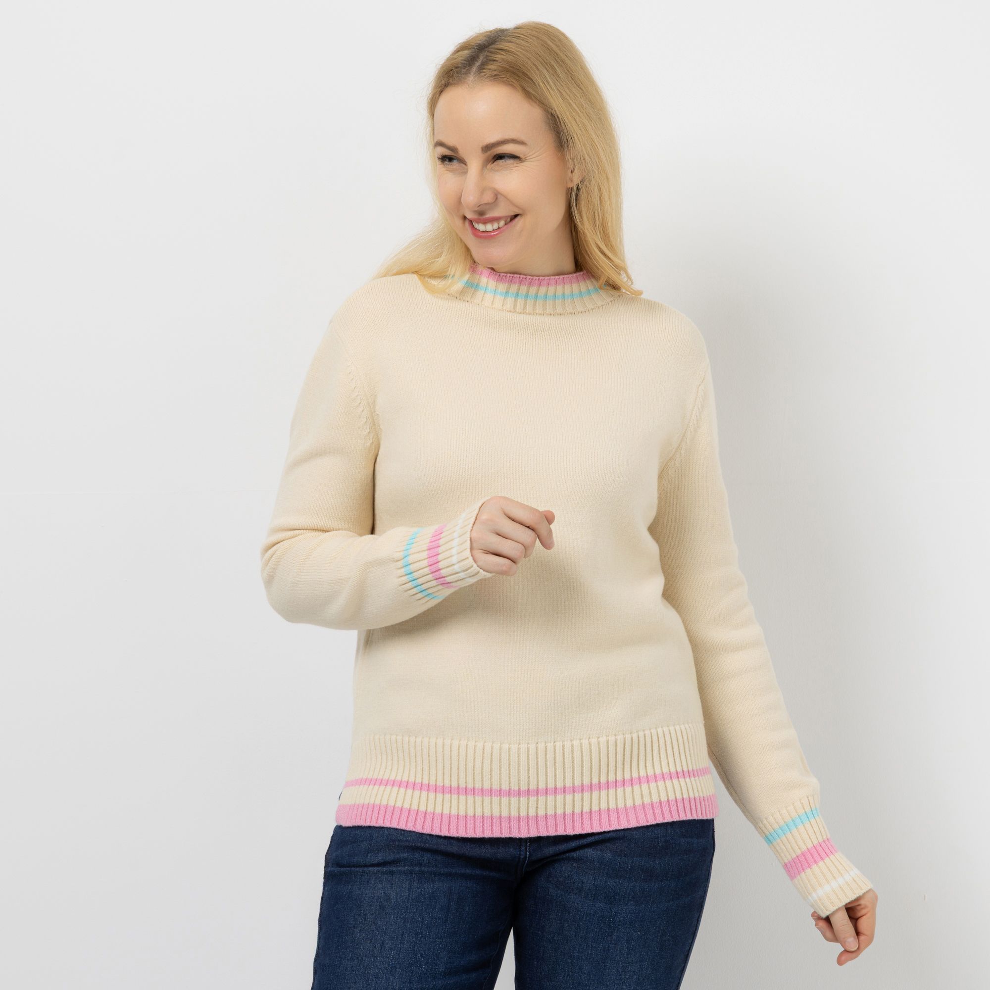 DAWID by Dawid Tomaszewski Pullover, Stehkragen Kontraststreifen figurumspielend