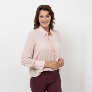 EVA LUTZ Bluse, Langarm verdeckte Knopfleiste mit Rüsche figurumspielend