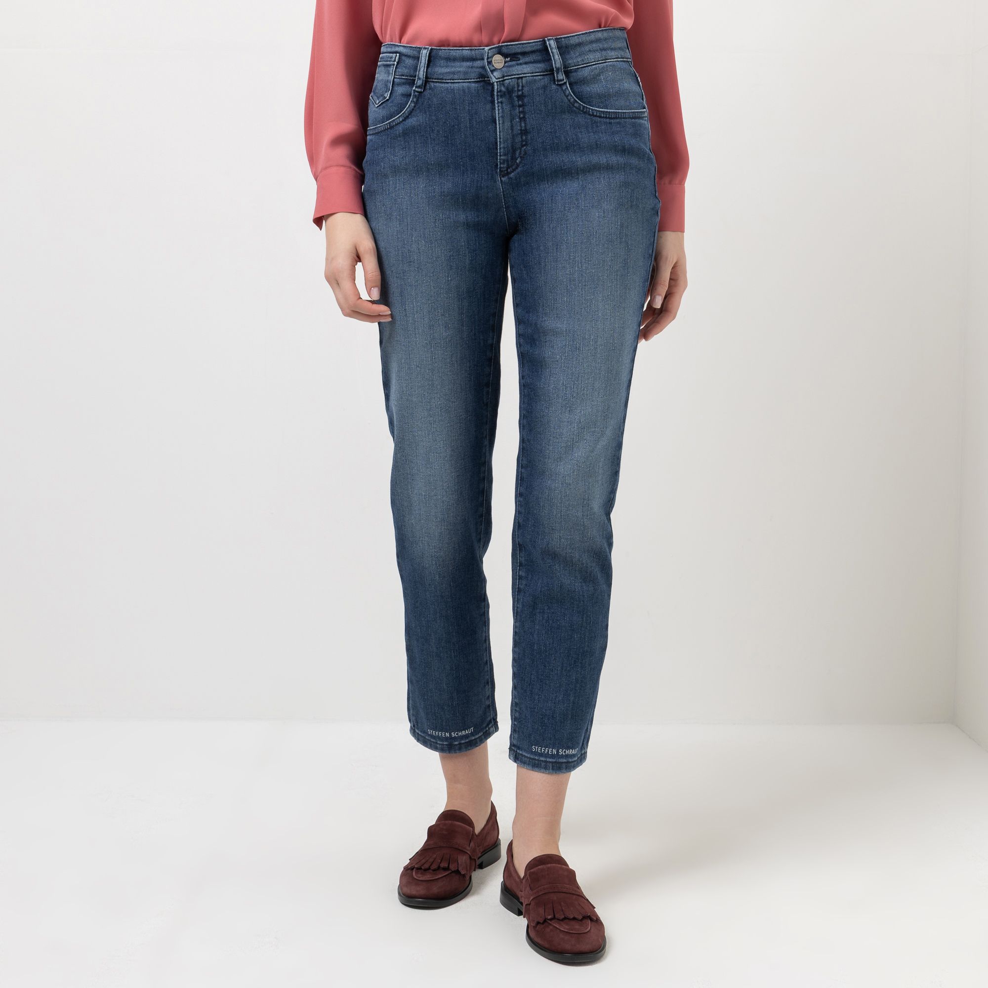 STEFFEN SCHRAUT Jeans, knöchellang 5-Pocket-Style Logo-Druck schmale Form