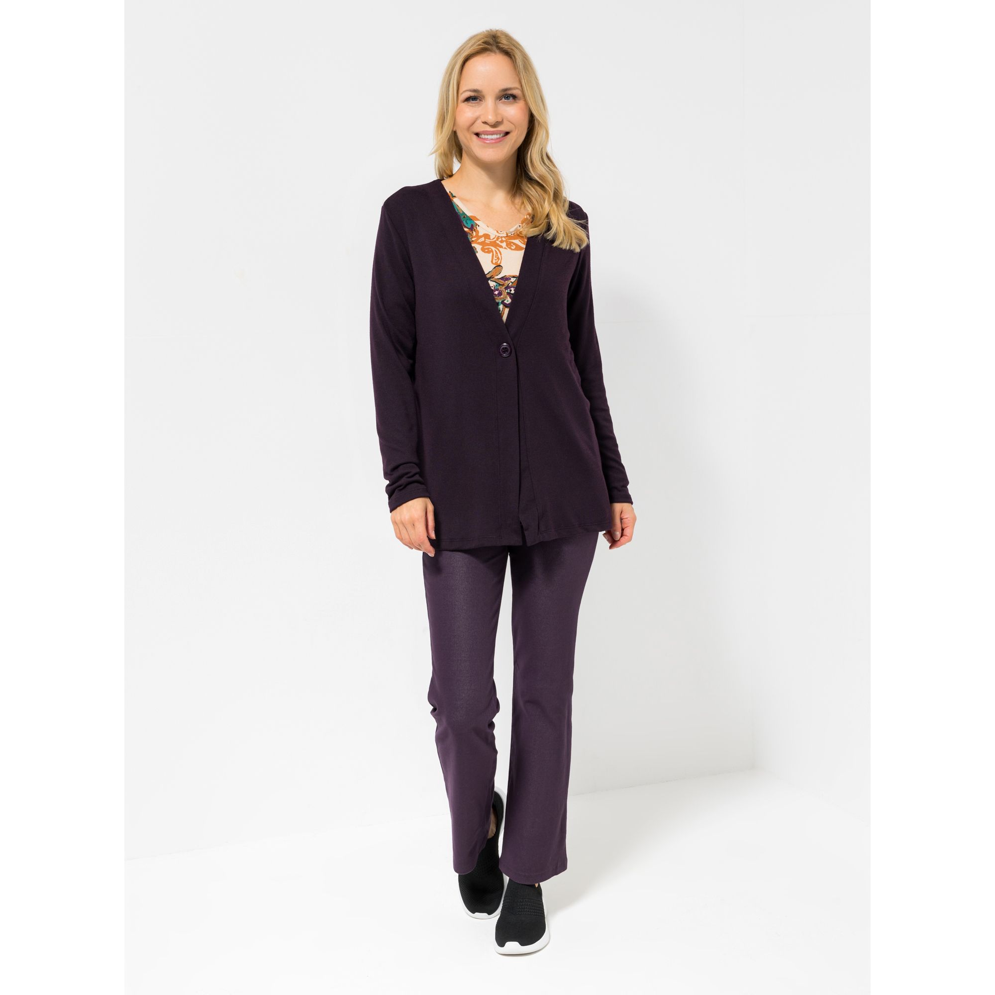 KIM & CO. Cardigan, 1/1-Arm Soft Touch Jersey 1 Knopf Verschluss figurumspielend