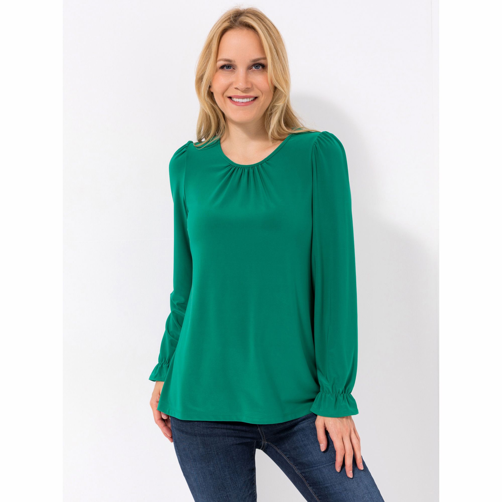 KIM & CO. Shirt, Langarm Deluxe Brazil Knit Ärmel mit Rüsche figurumspielend
