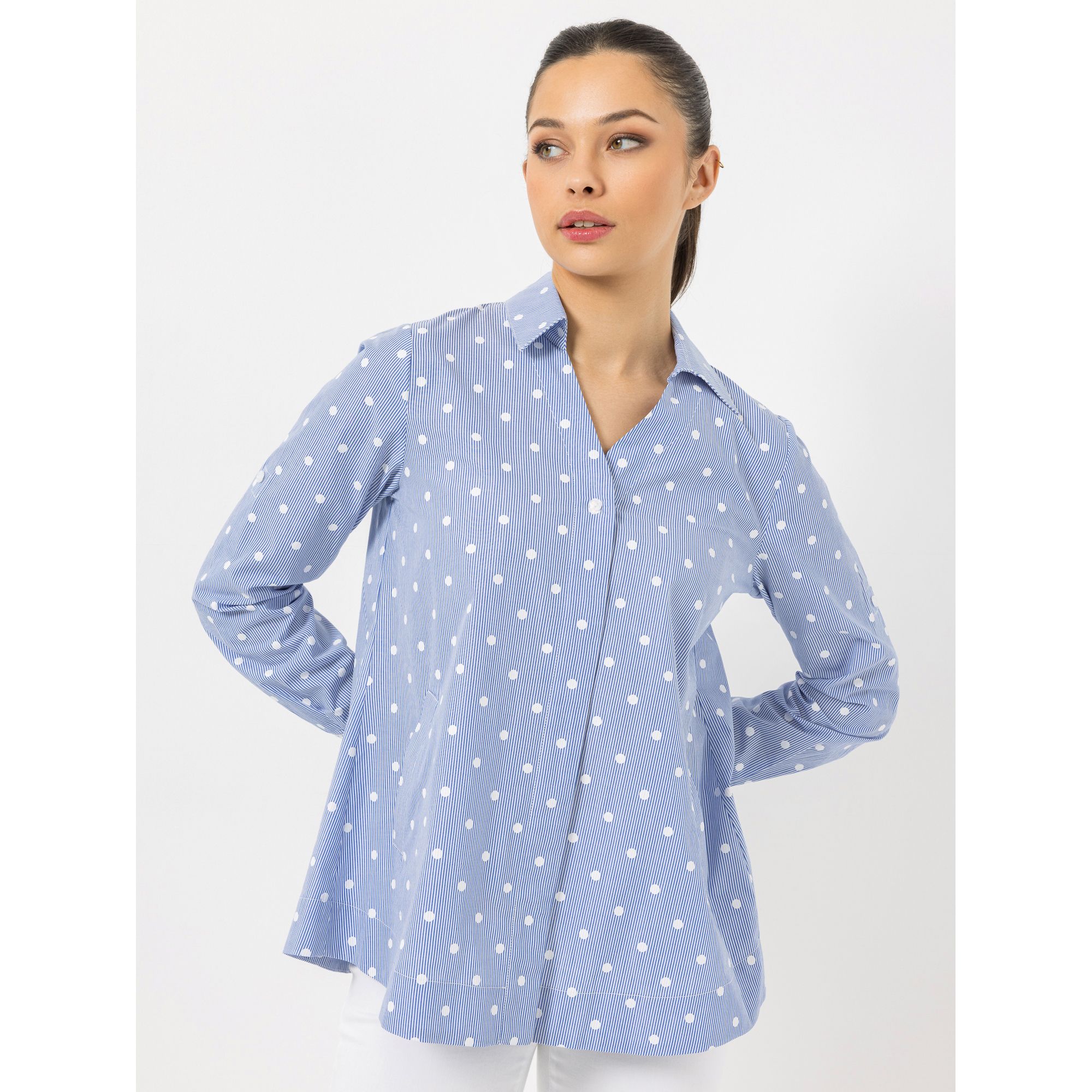 STEFFEN SCHRAUT Bluse Leistentaschen gepunktet leger weit