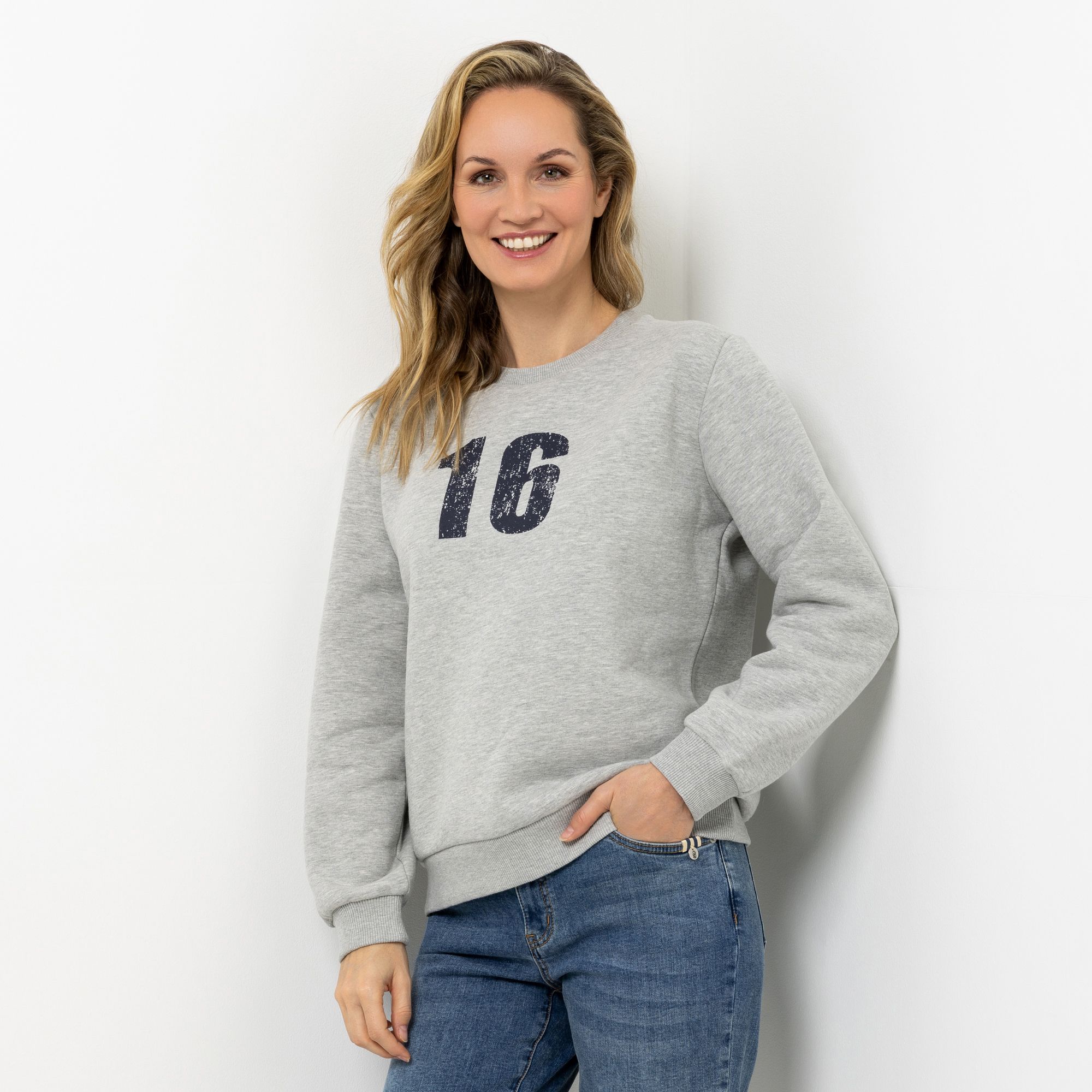 STRANDFEIN Sweatshirt Rundhalsausschnitt platzierter Druck leger weit