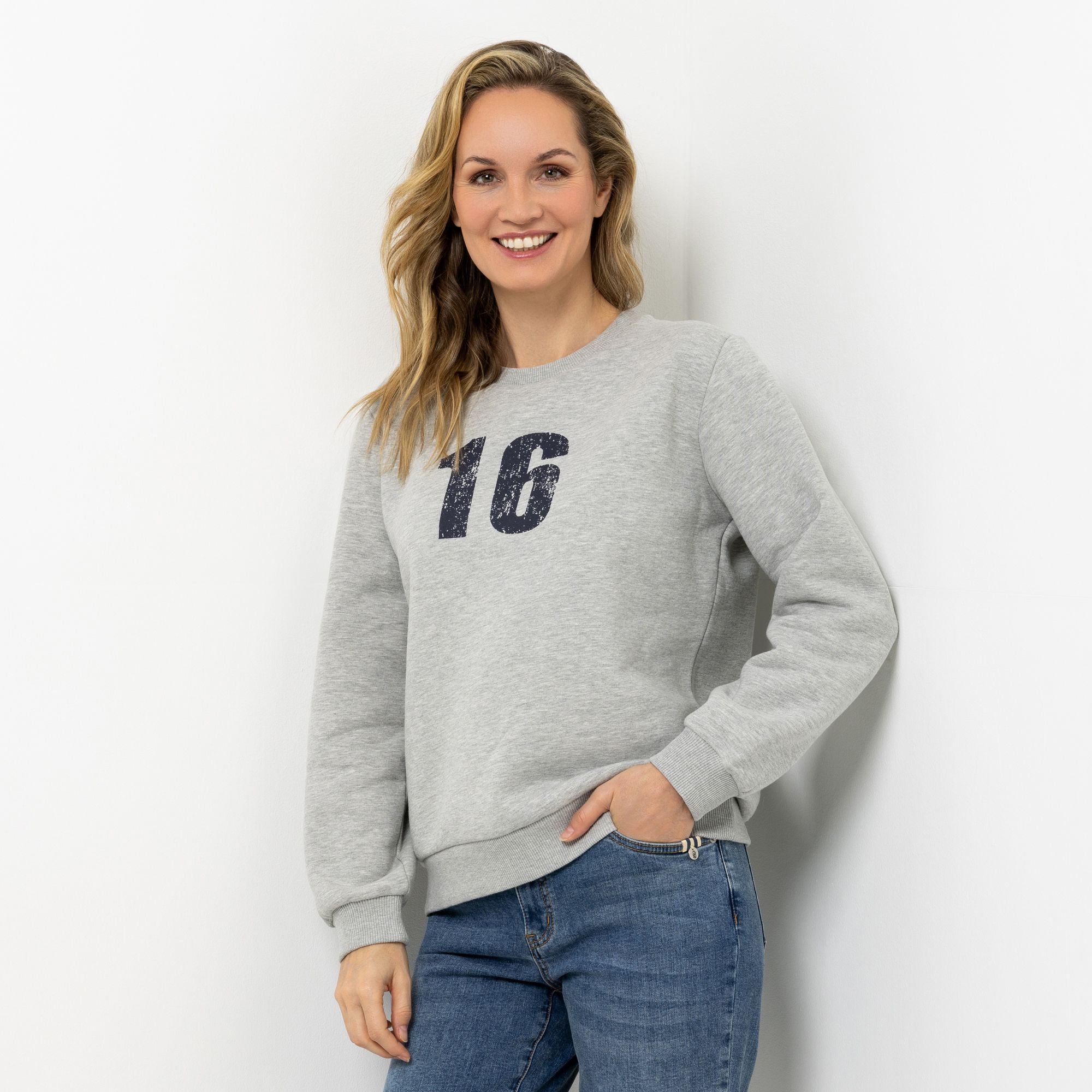 STRANDFEIN Sweatshirt Rundhalsausschnitt platzierter Druck leger weit