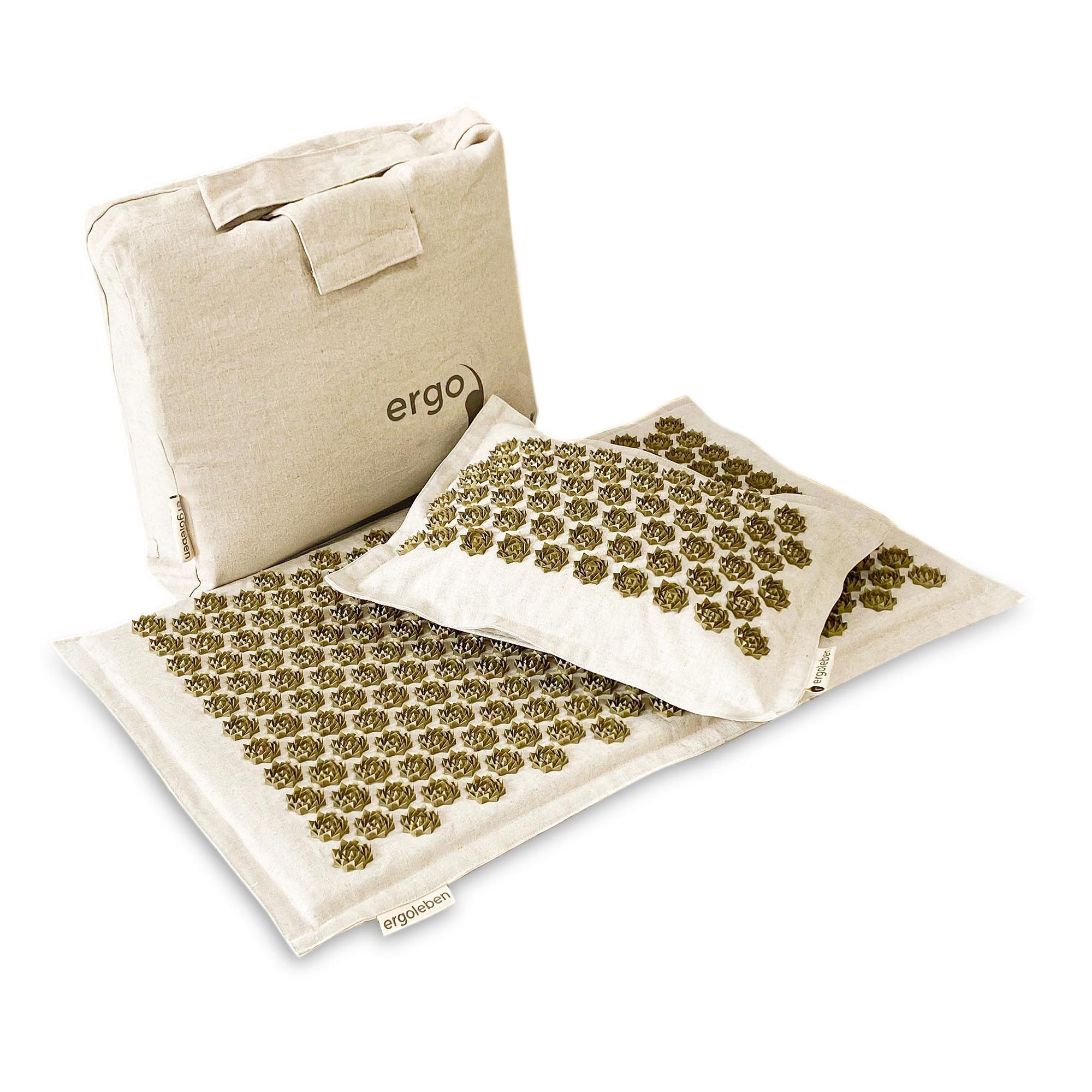 ERGOLEBEN Akupressurmatte inkl. Kissen & Tasche m. Kokosnussfaser gefüllt